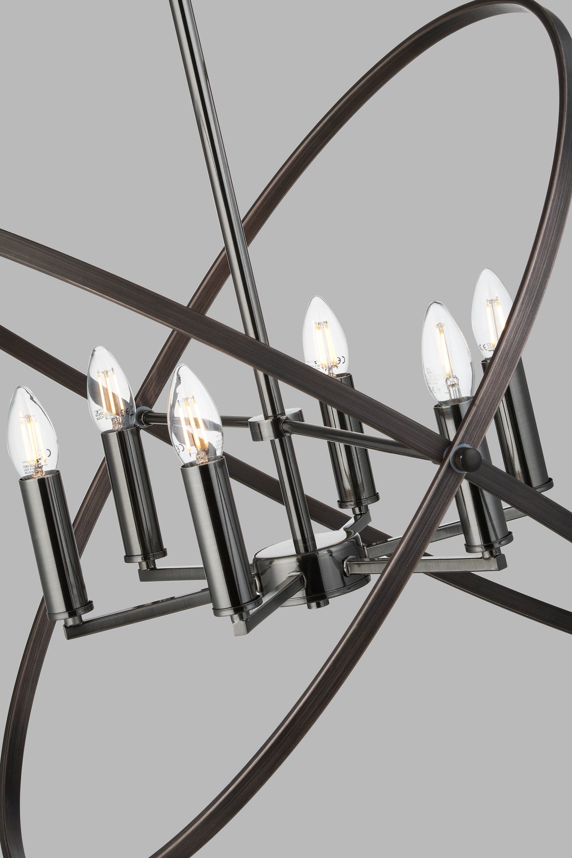 Searchlight Harding 6 Light Pendant, Pewter