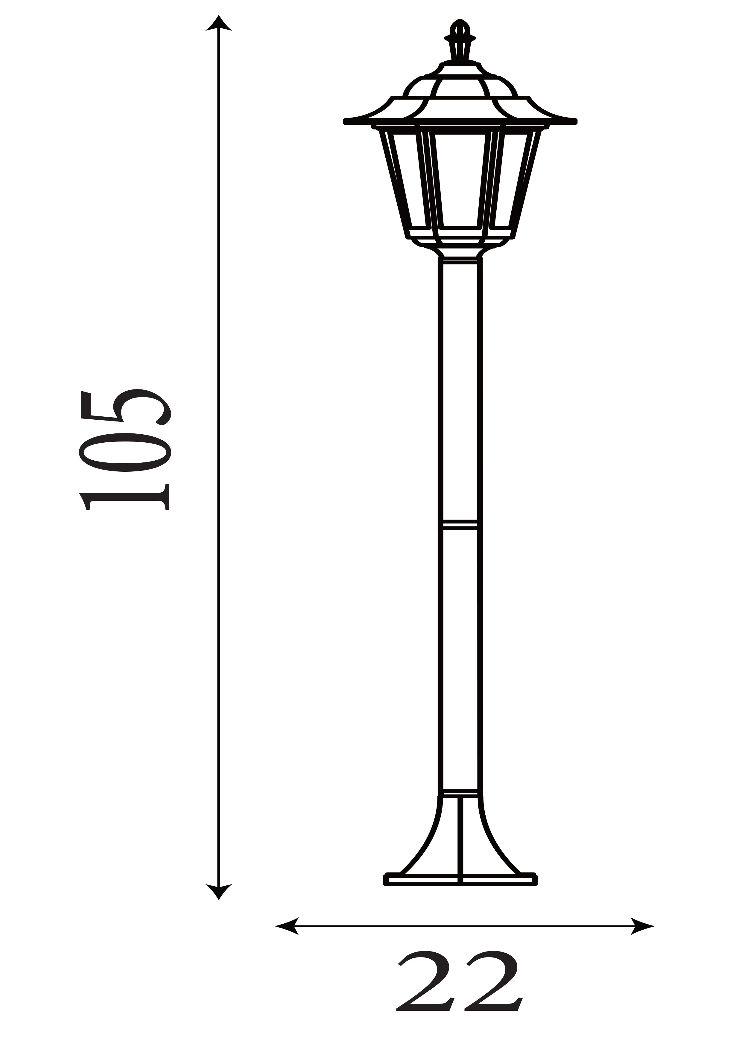 Searchlight Acton 105cm Outdoor Post - Black - IP44