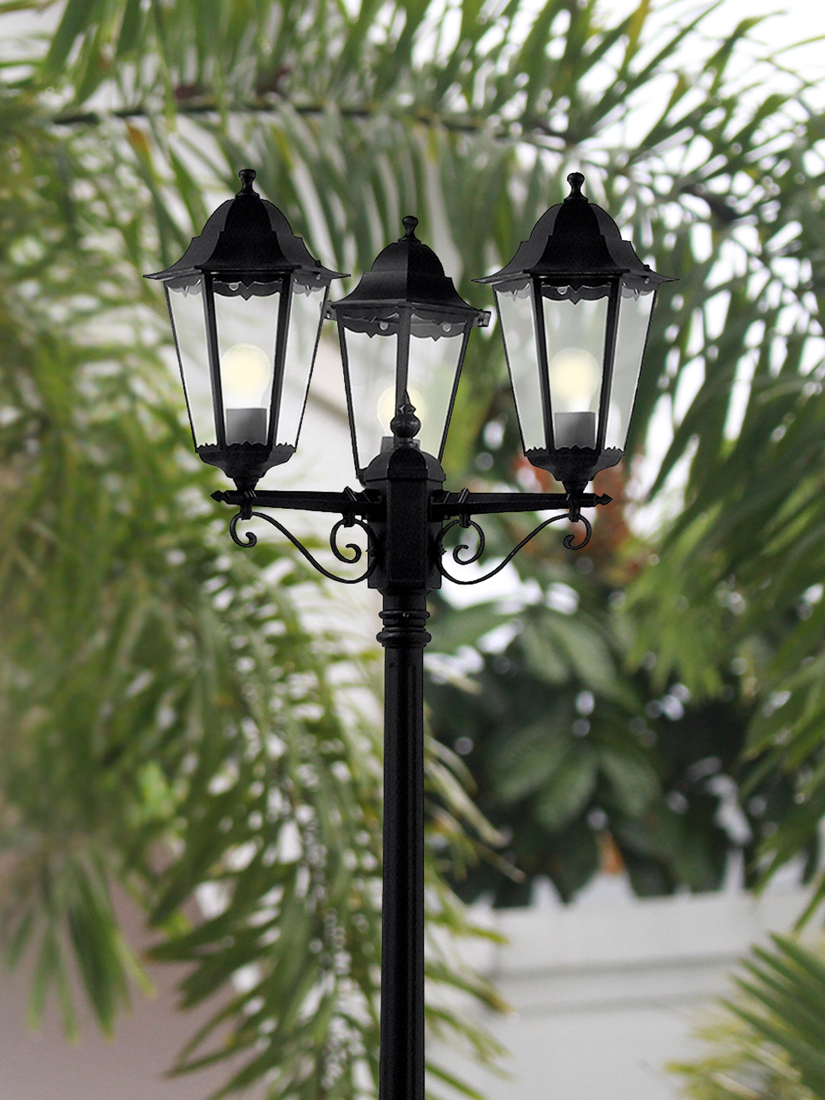 Searchlight Acton 220cm 3 Light Outdoor Post - Black - IP44