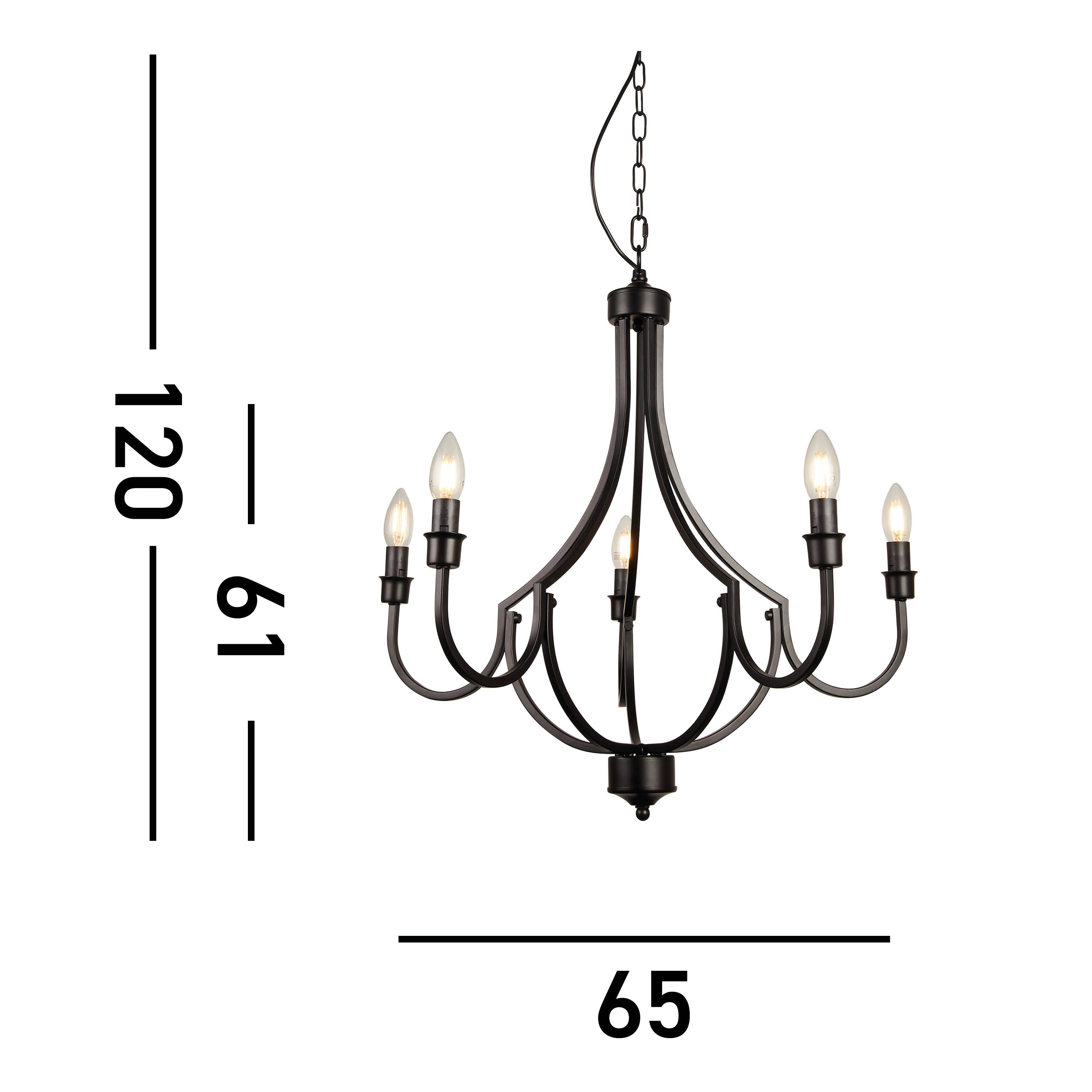 Searchlight Lansdowne 5 Light Pendant - Black