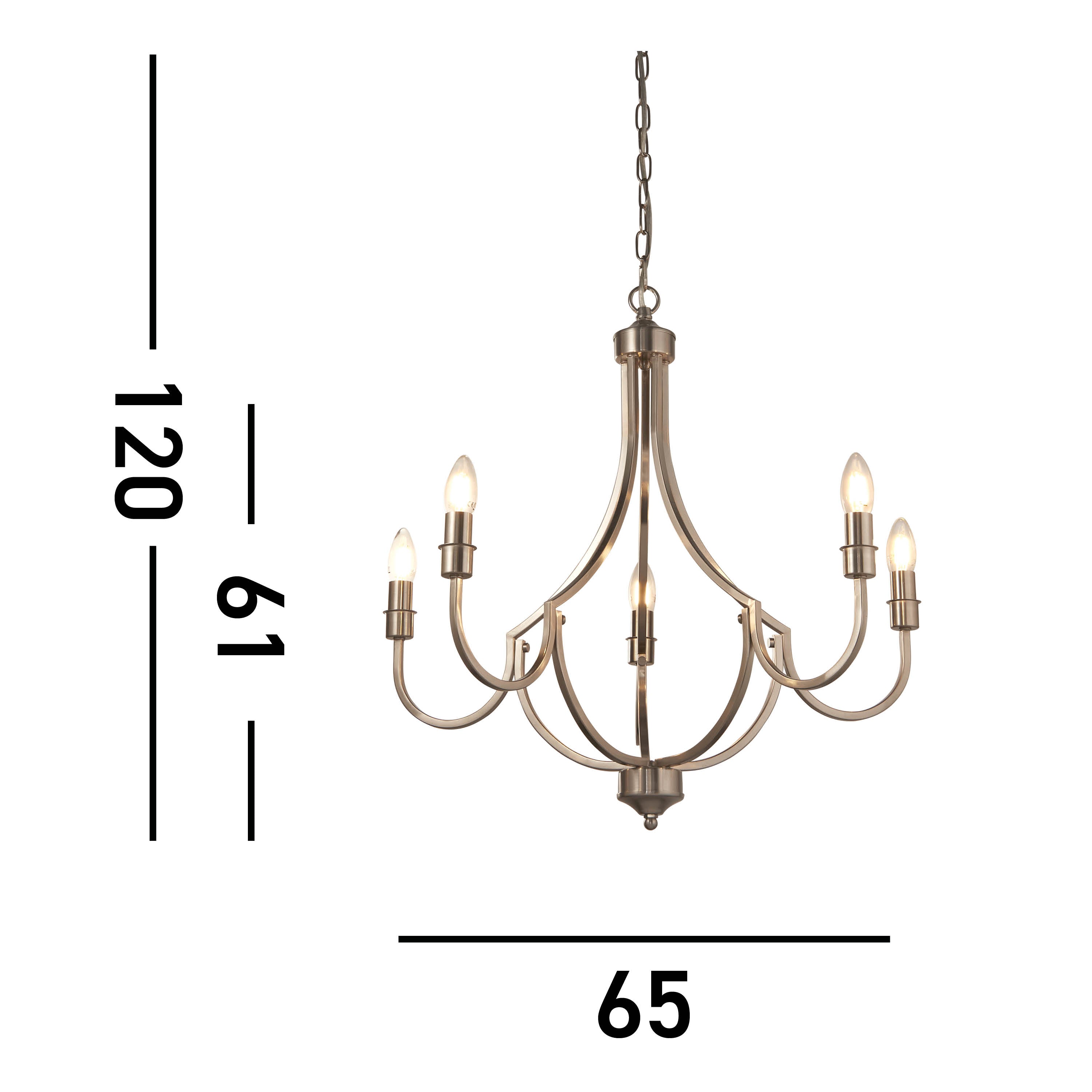 Searchlight Lansdowne 5 Light Pendant - Satin Silver