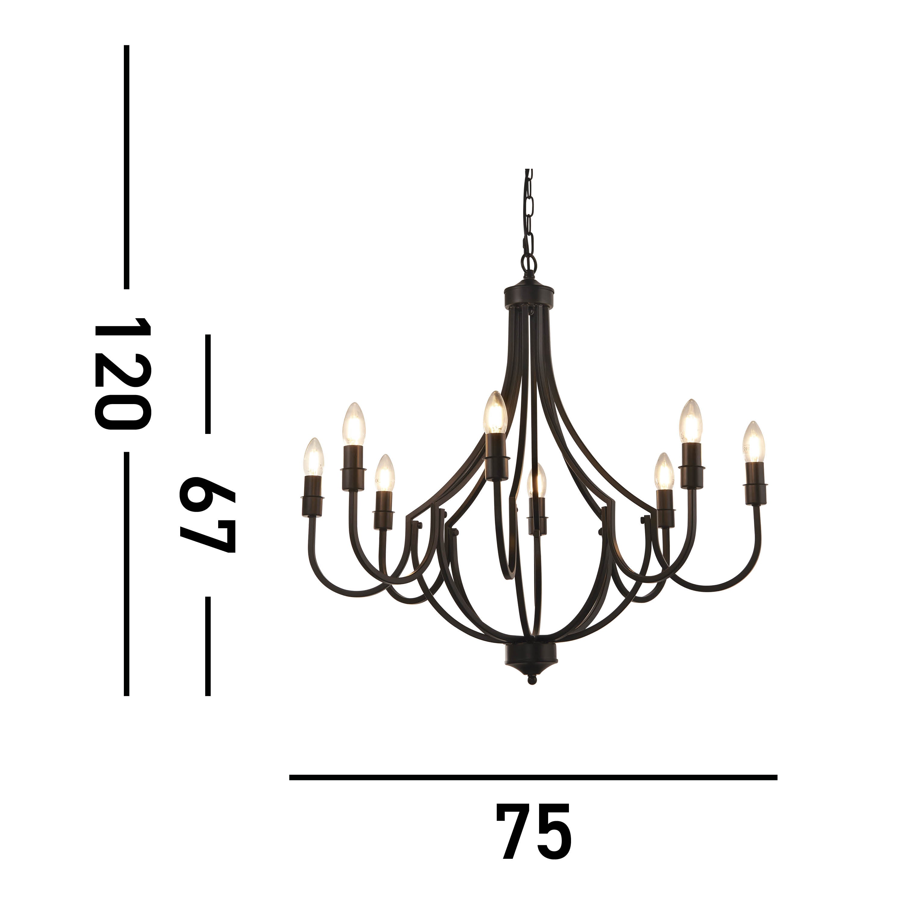 Searchlight Lansdowne 8 Light Pendant - Black