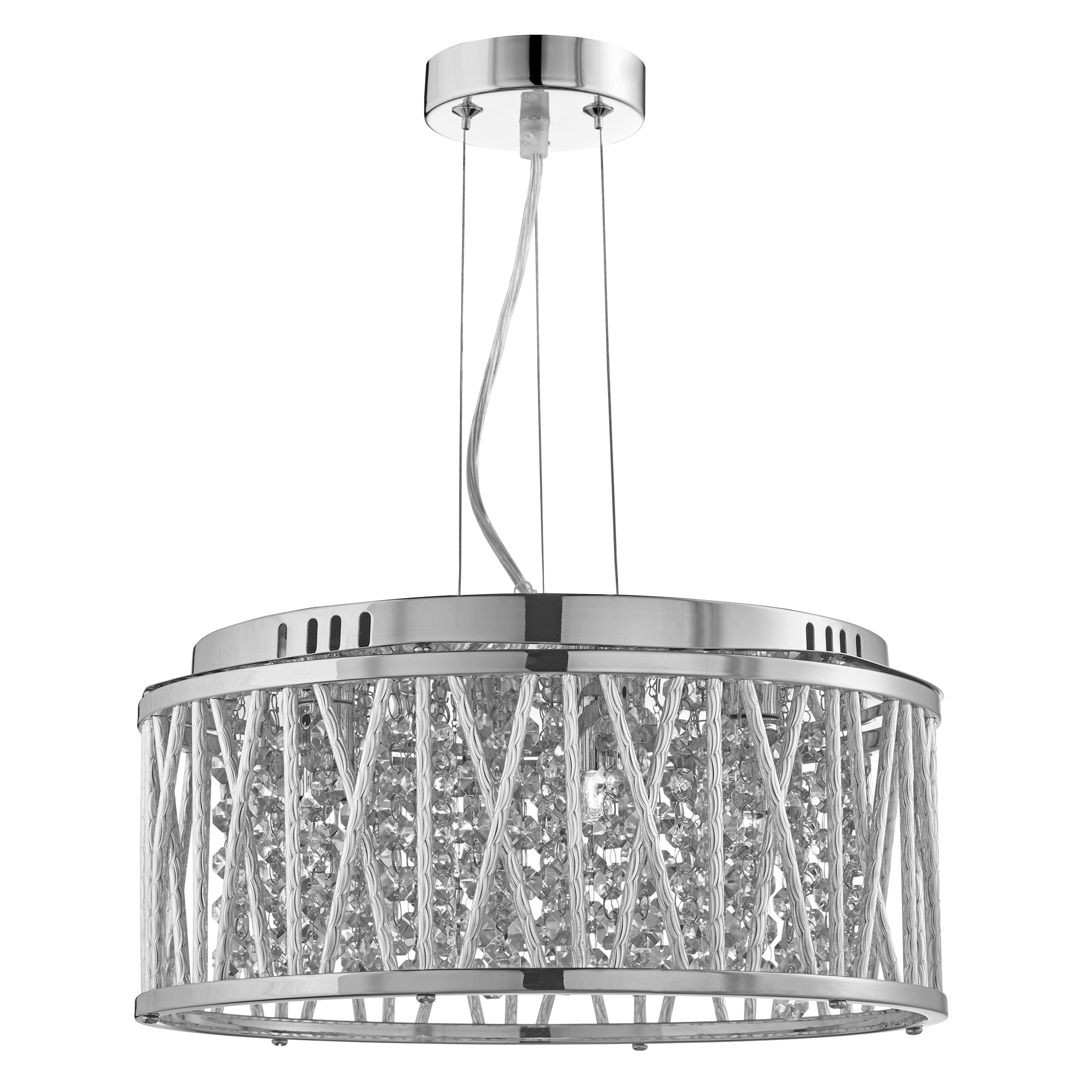 Searchlight Edgeware 4 Light Ceiling Flush/Pendant - Chrome & Clear Crystal Button Drops