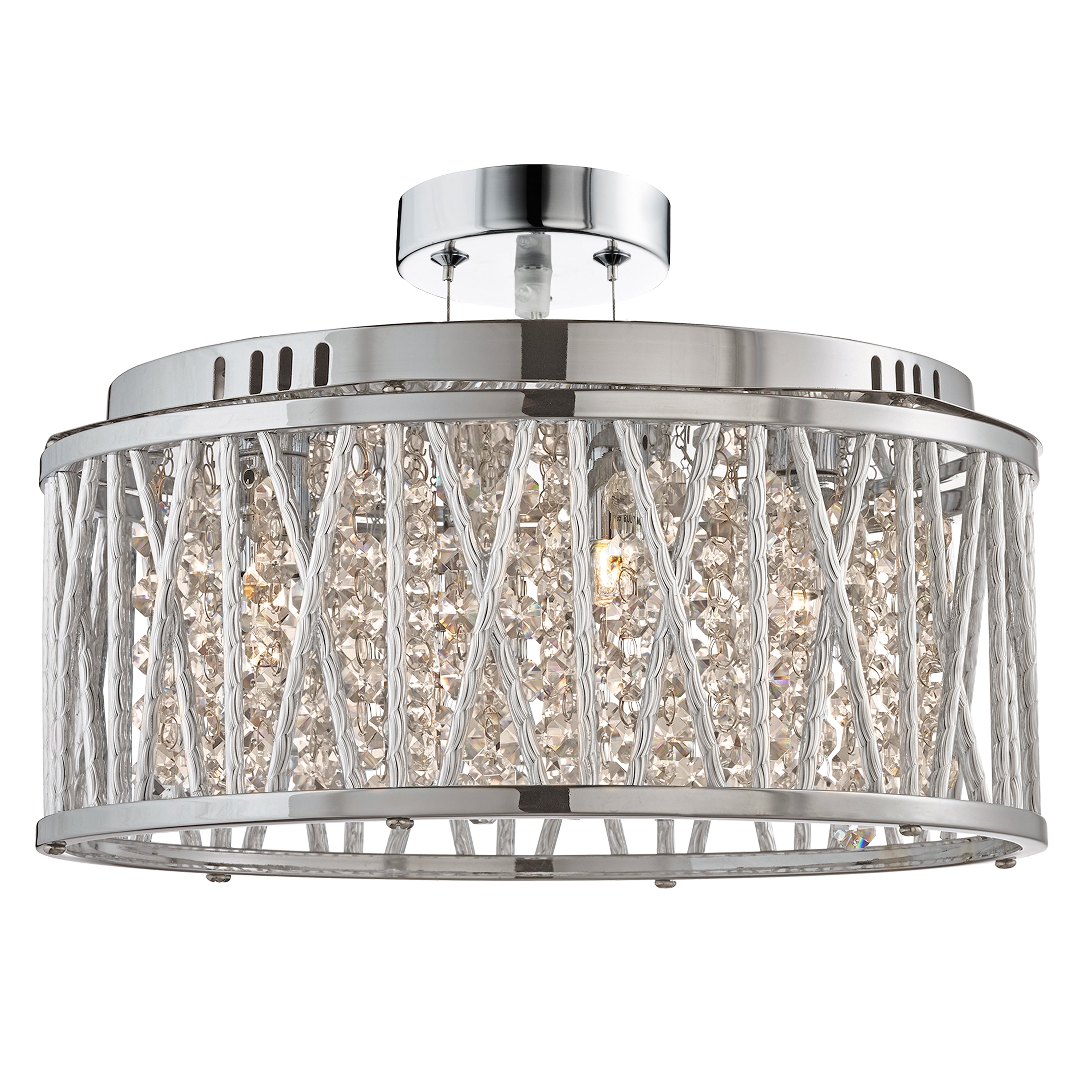Searchlight Edgeware 5 Light Ceiling Flush/Pendant - Chrome & Clear Crystal Button Drops