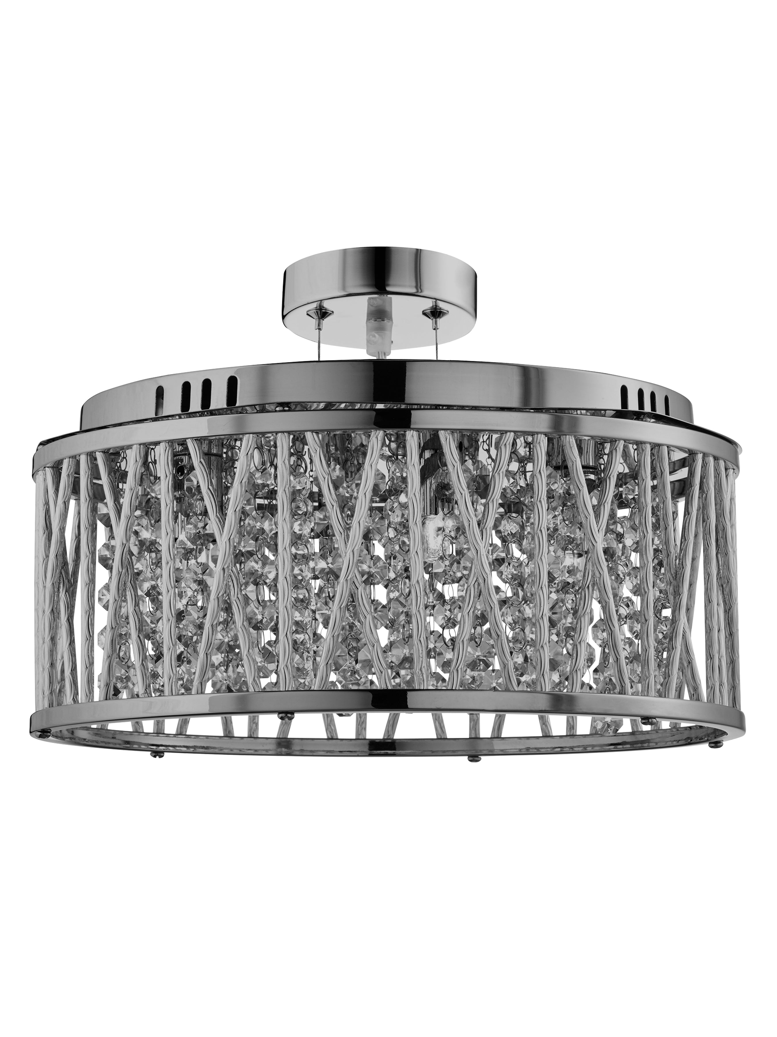 Searchlight Edgeware 5 Light Ceiling Flush/Pendant - Chrome & Clear Crystal Button Drops