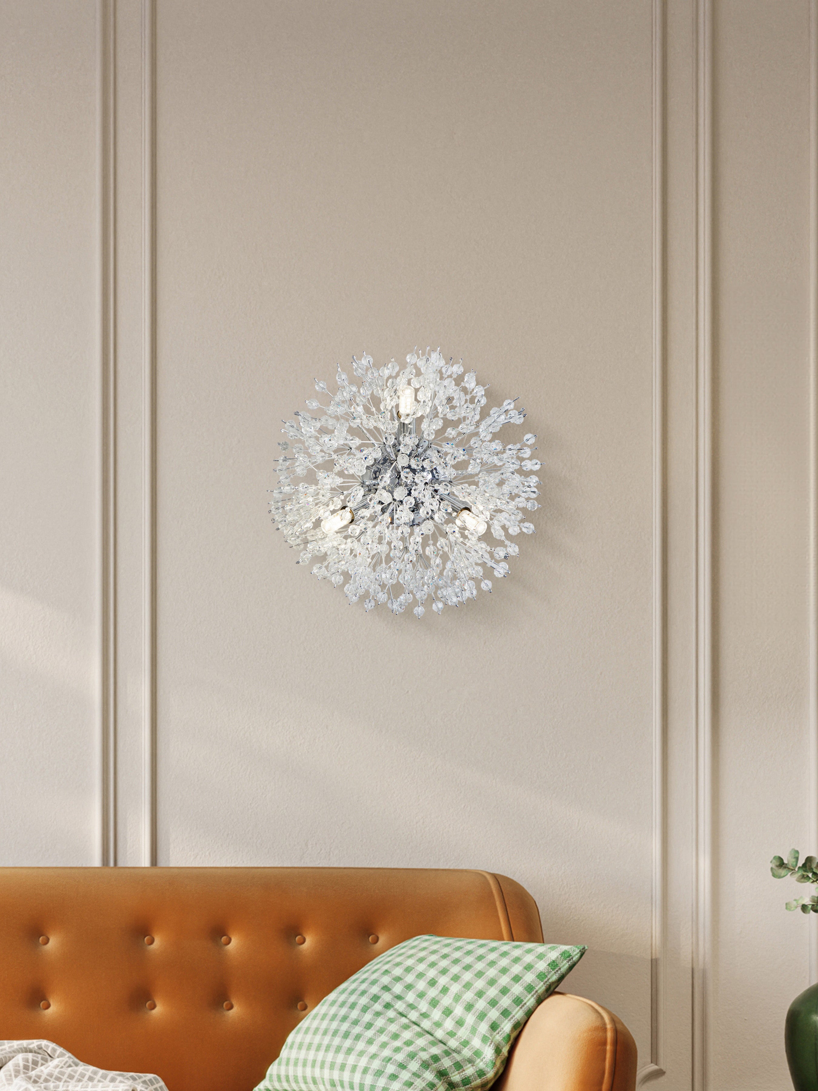 Searchlight Stevenson 3 Light Wall light - Chrome & Glass Beads