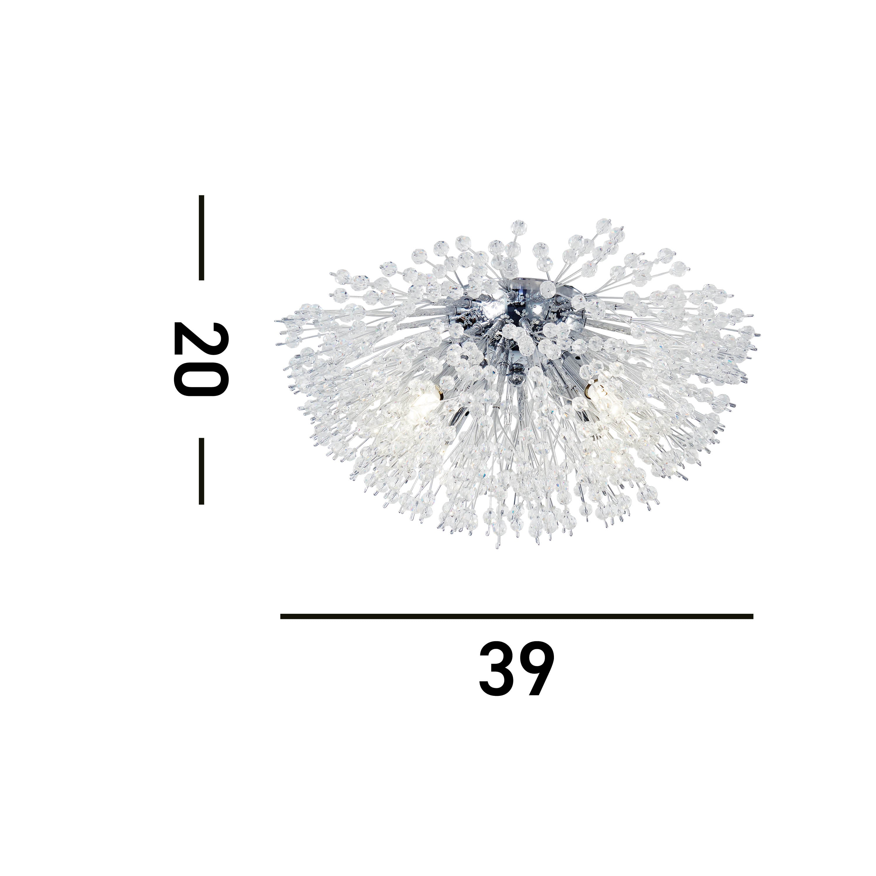 Searchlight Stevenson 4 Light Flush - Chrome & Glass Beads