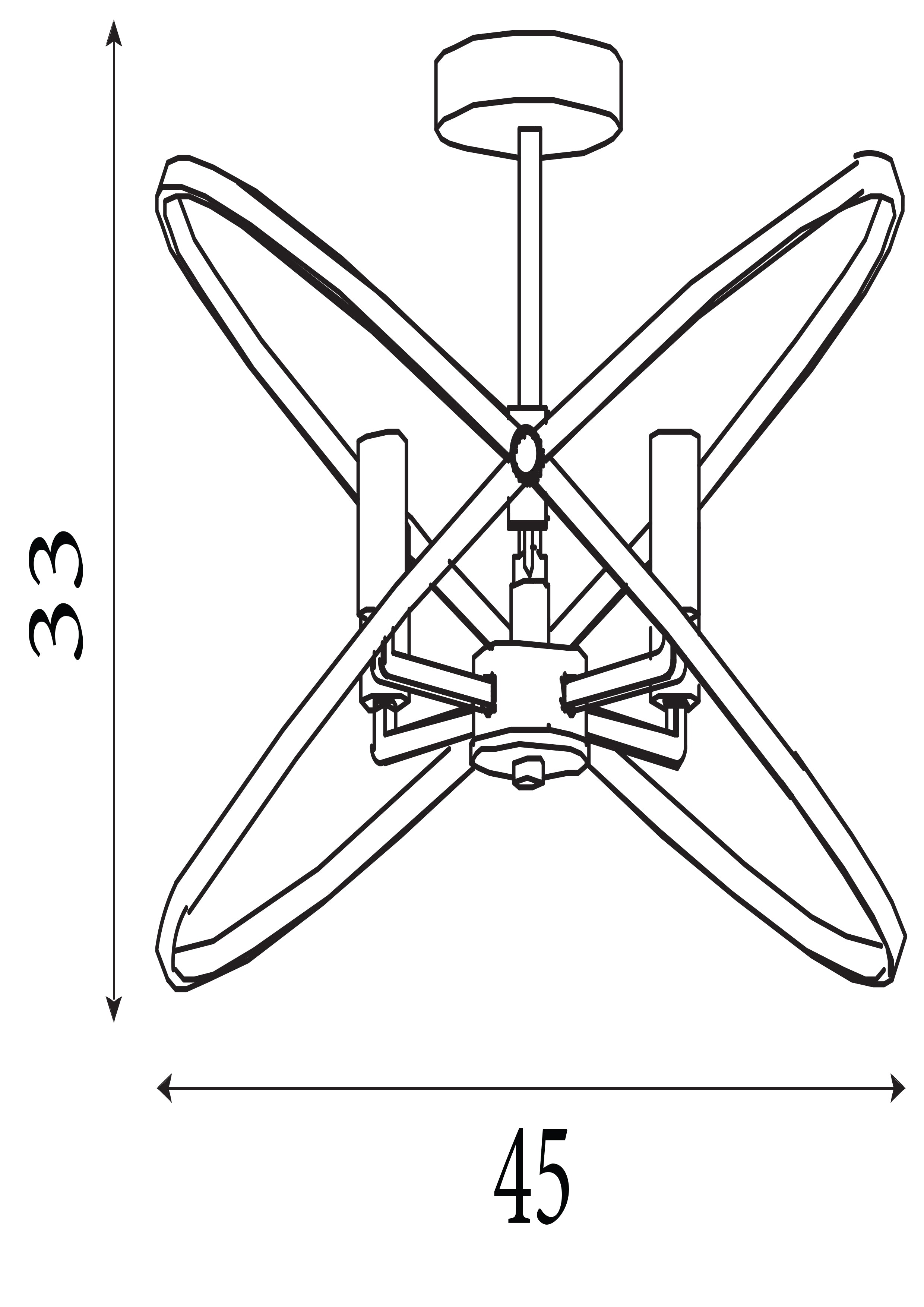 Searchlight Harding 4 Light Semi-Flush Ceiling Light - Pewter