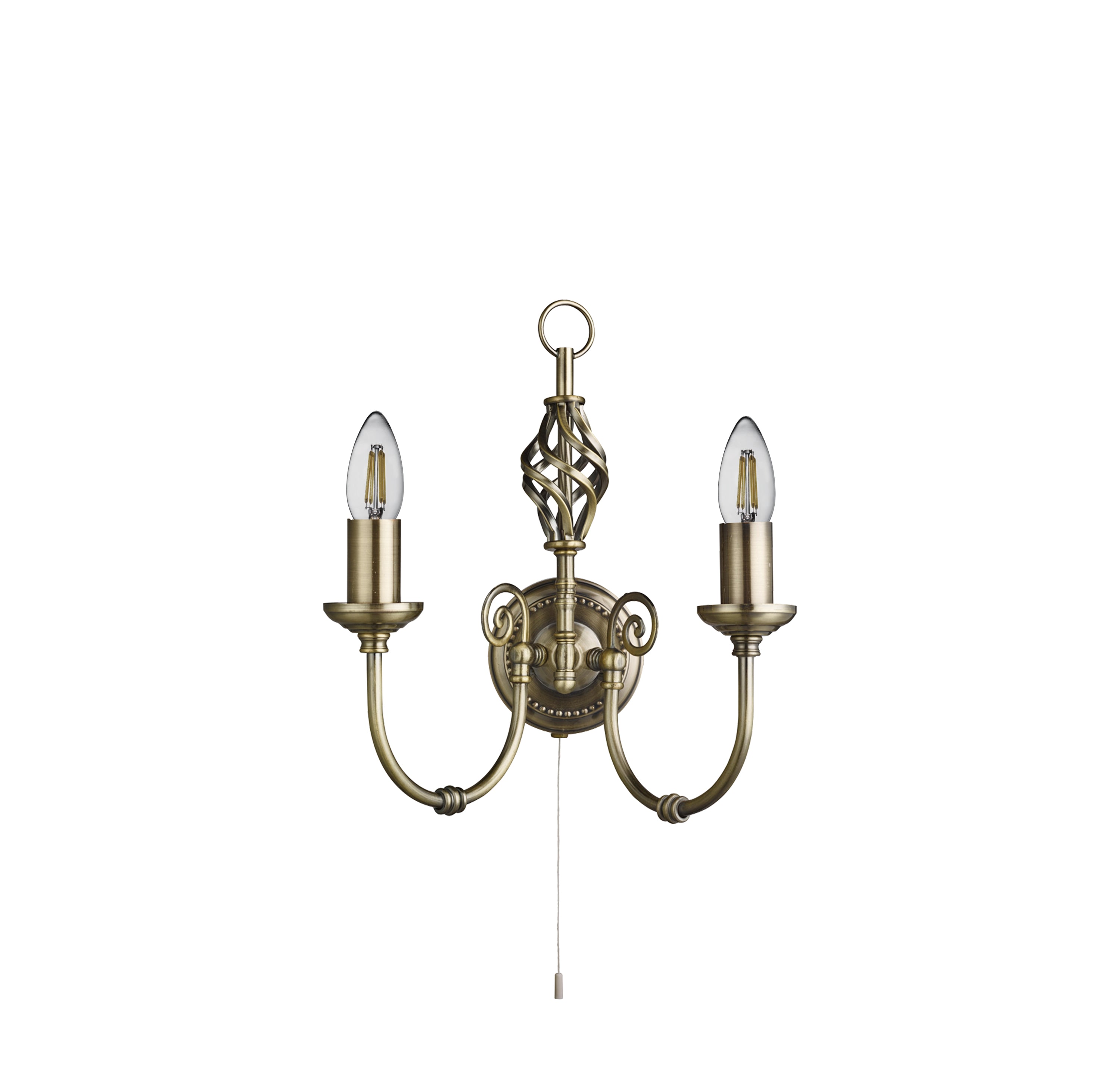 Searchlight Zara 2 Light Wall Light - Antique Brass