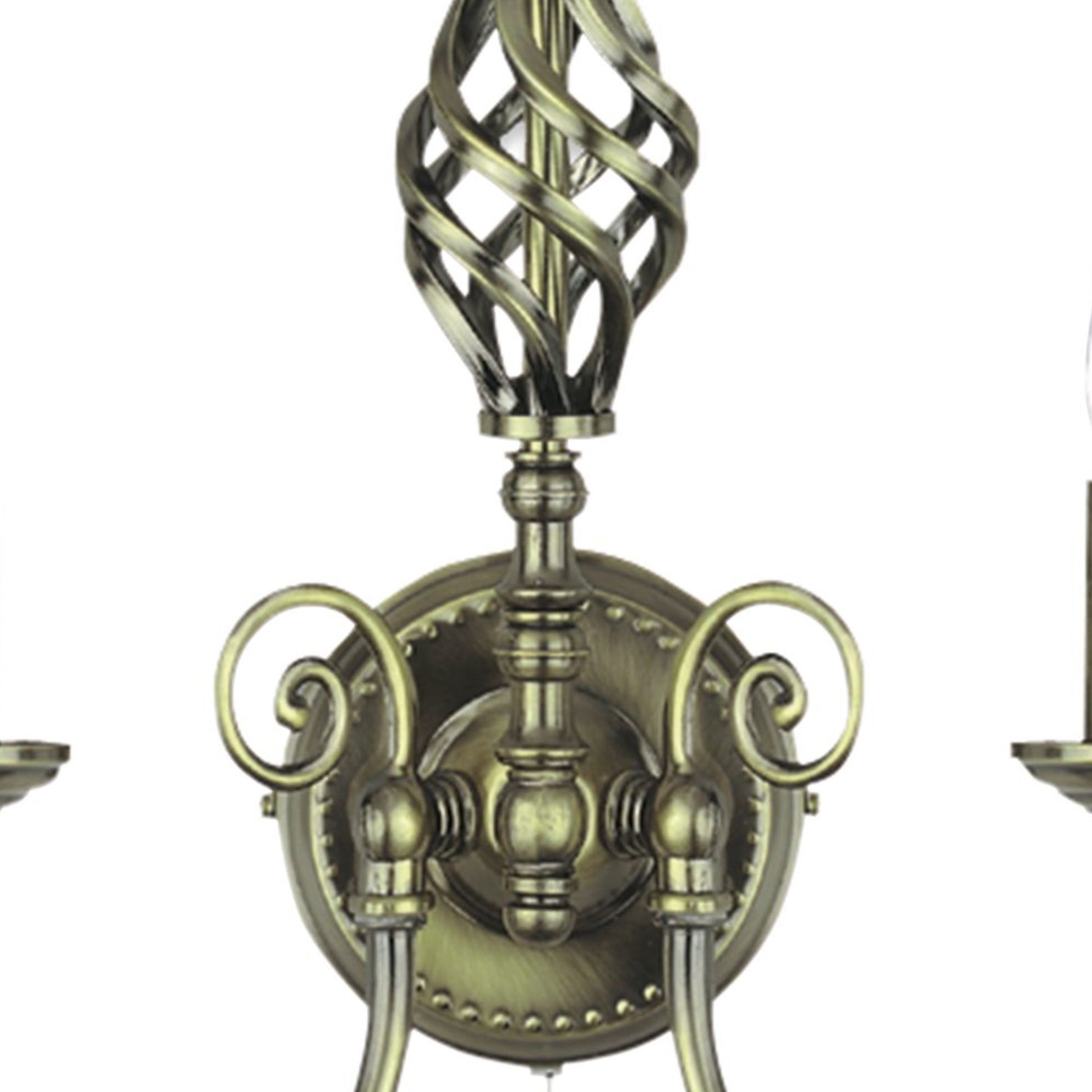 Searchlight Zara 2 Light Wall Light - Antique Brass