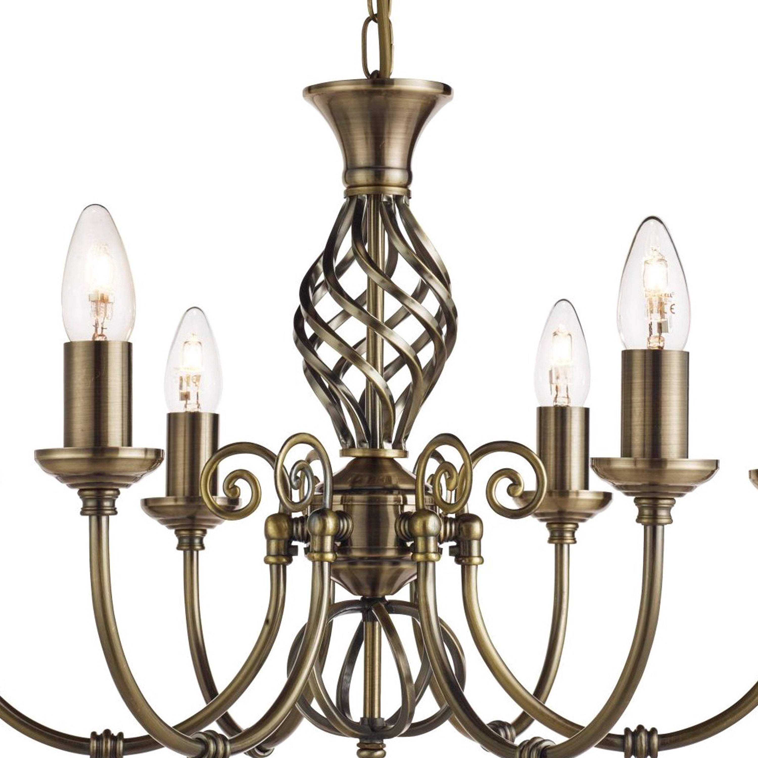 Searchlight Zara 6 Light Ceiling Pendant - Antique Brass