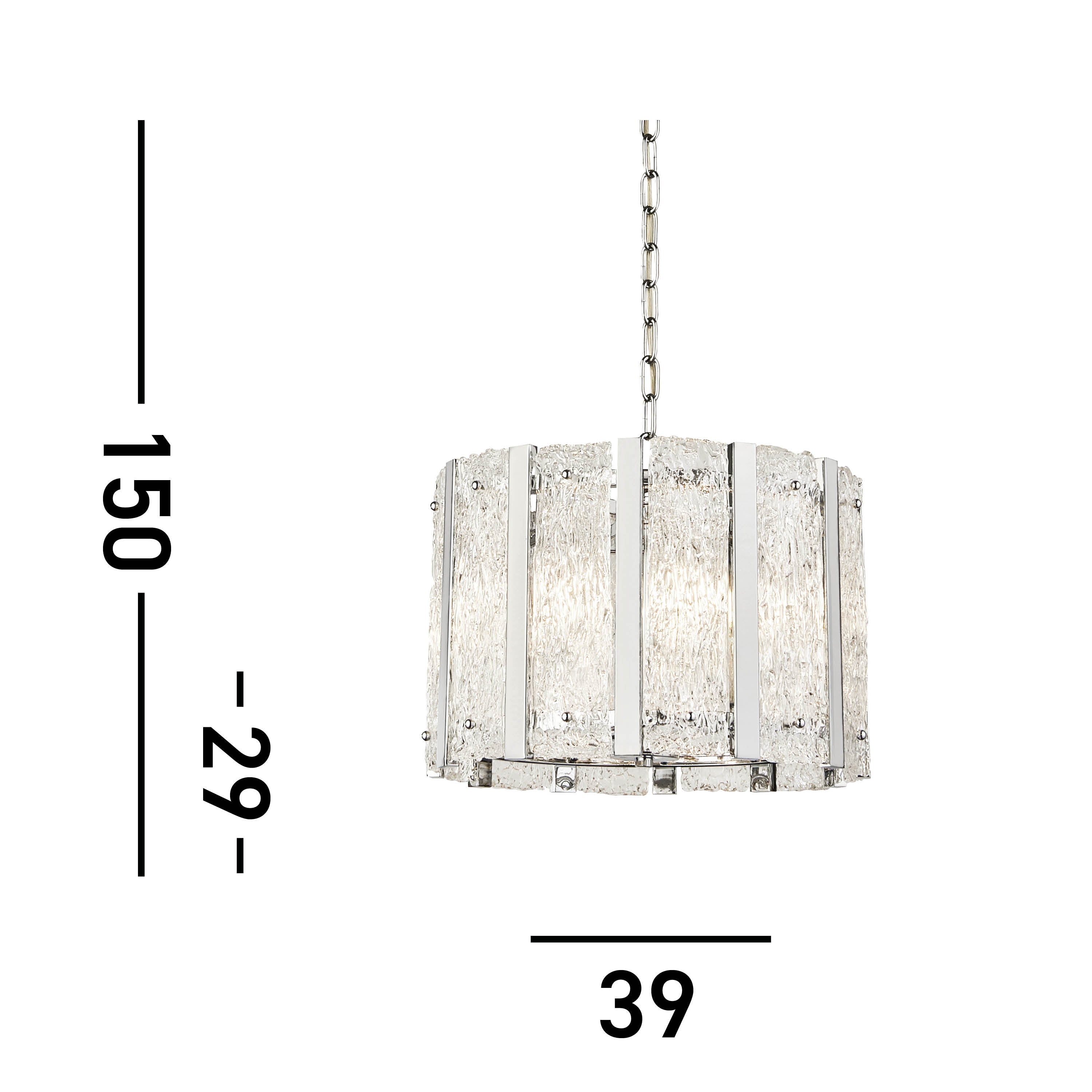 Searchlight Adams 5 Light Pendant - Satin Silver & Aquatex Glass