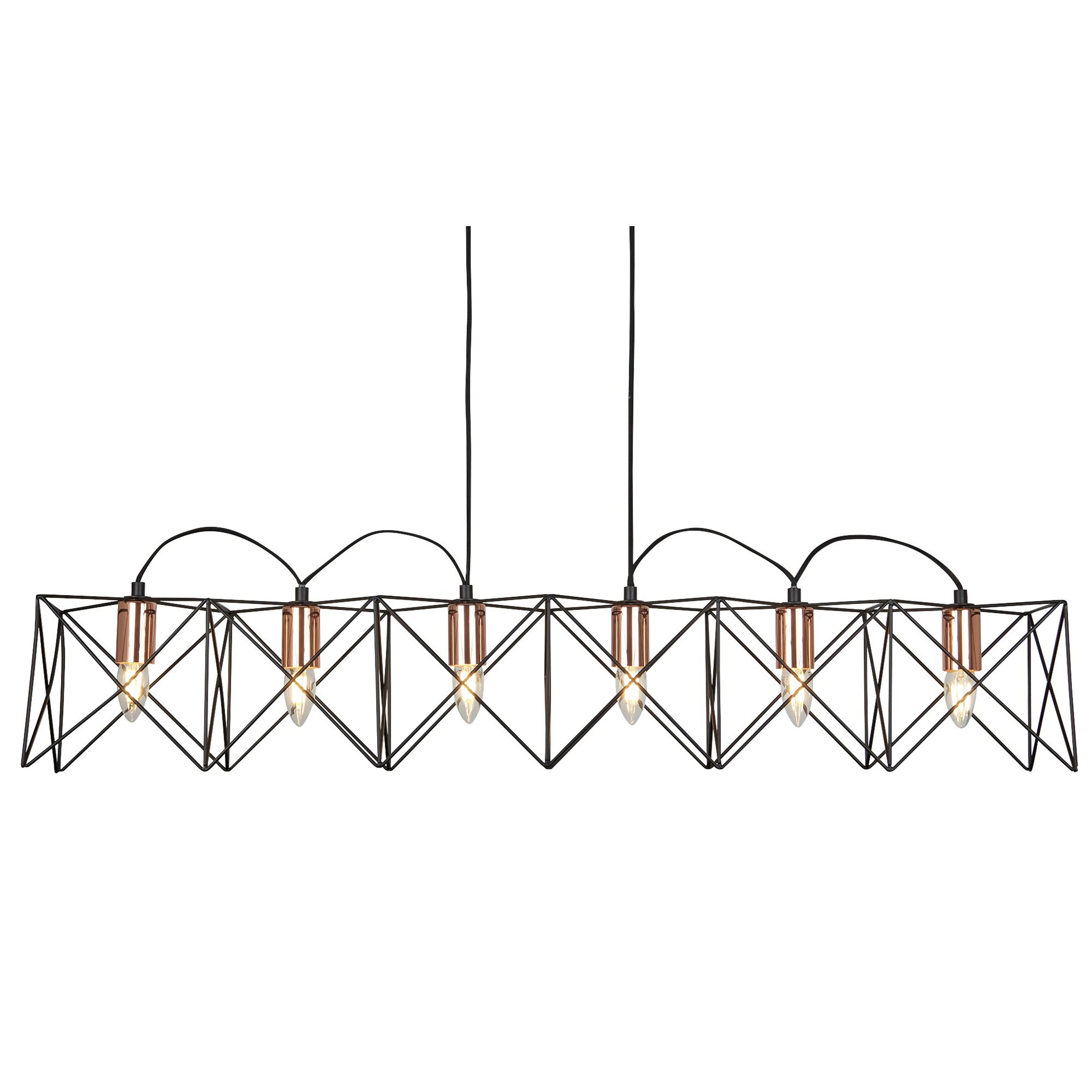 Searchlight Amos 6 Light Metal Pendant - Black and Copper