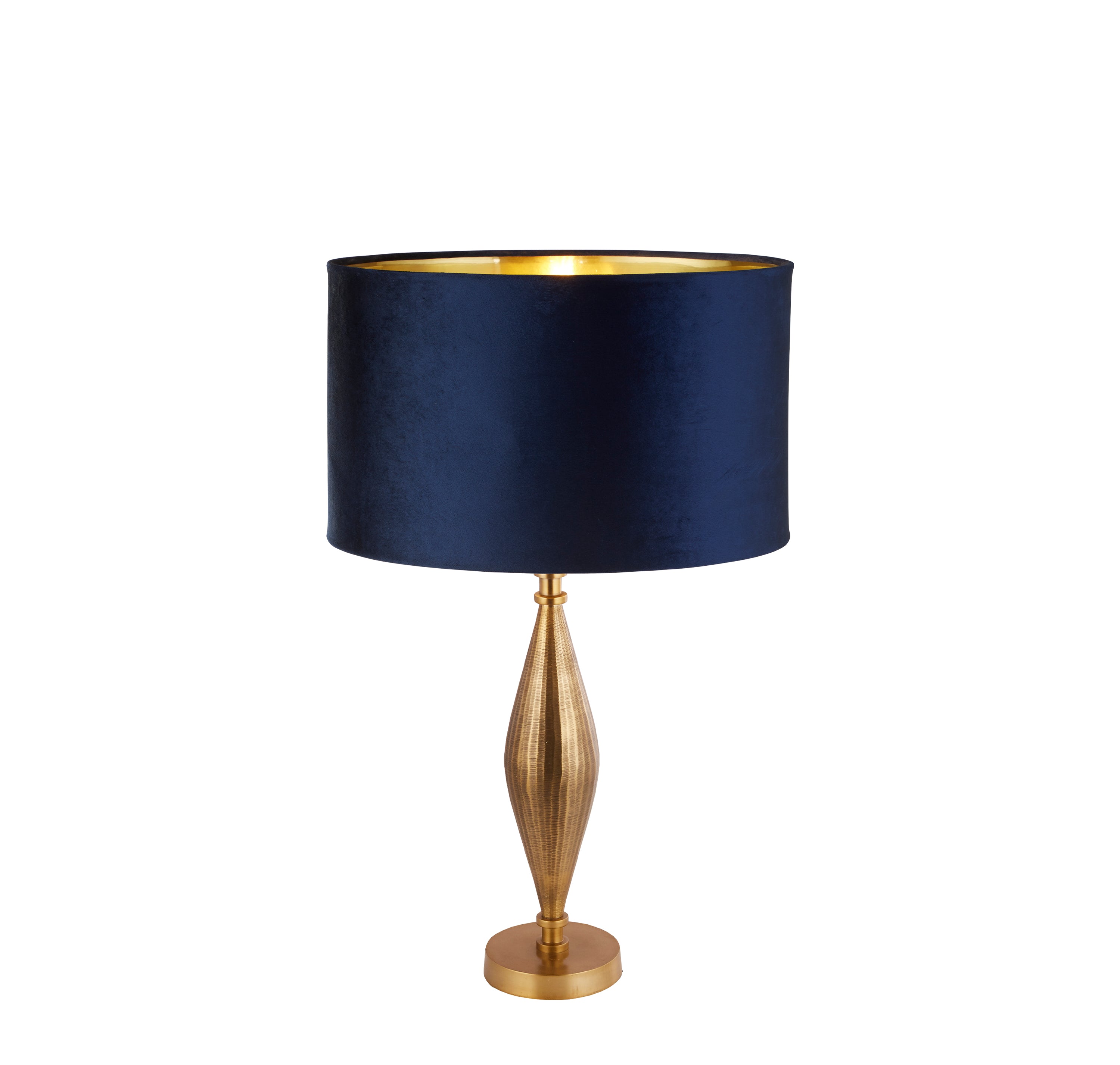 Searchlight Regent Table Lamp - Antique Brass & Navy Velvet Shade