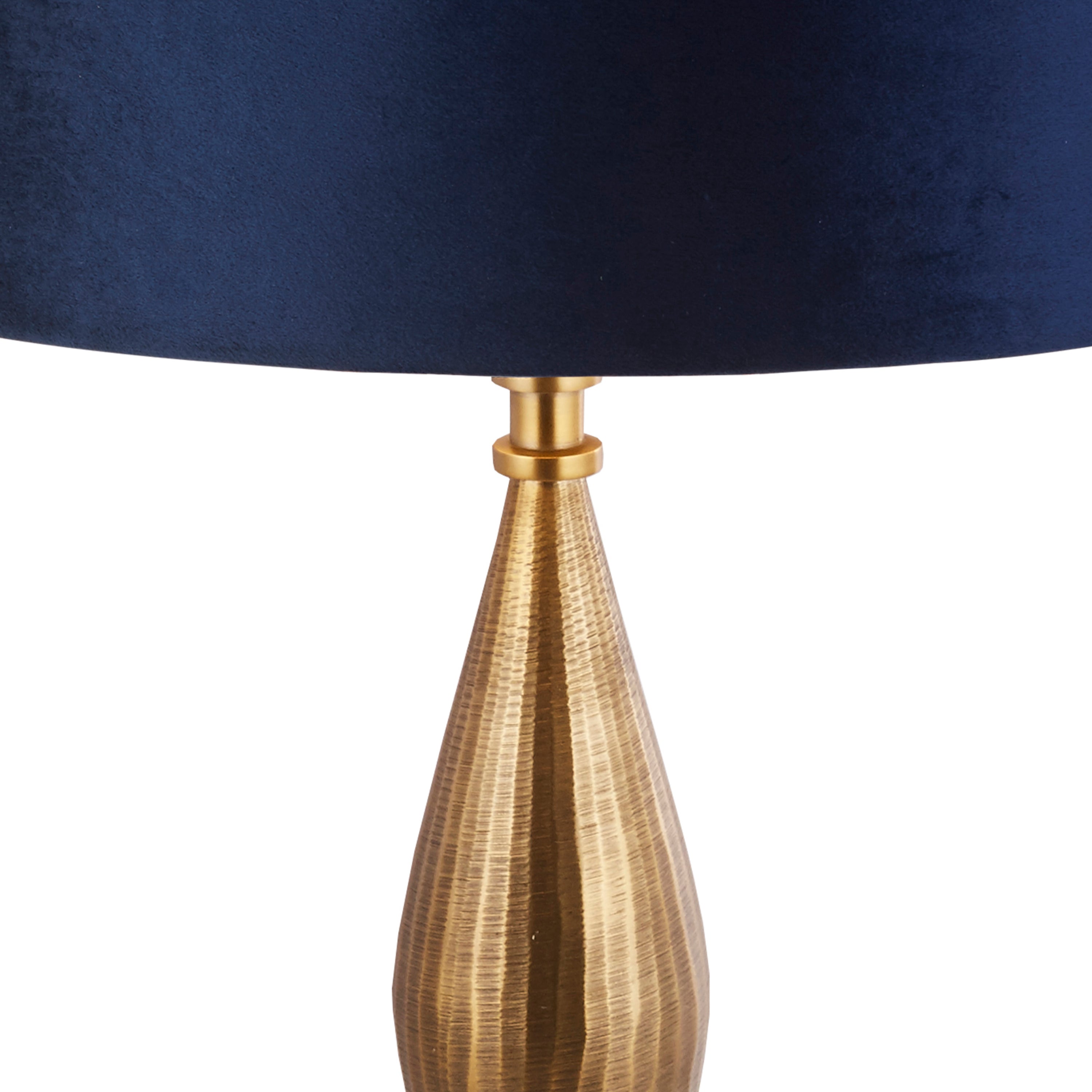 Searchlight Regent Table Lamp - Antique Brass & Navy Velvet Shade