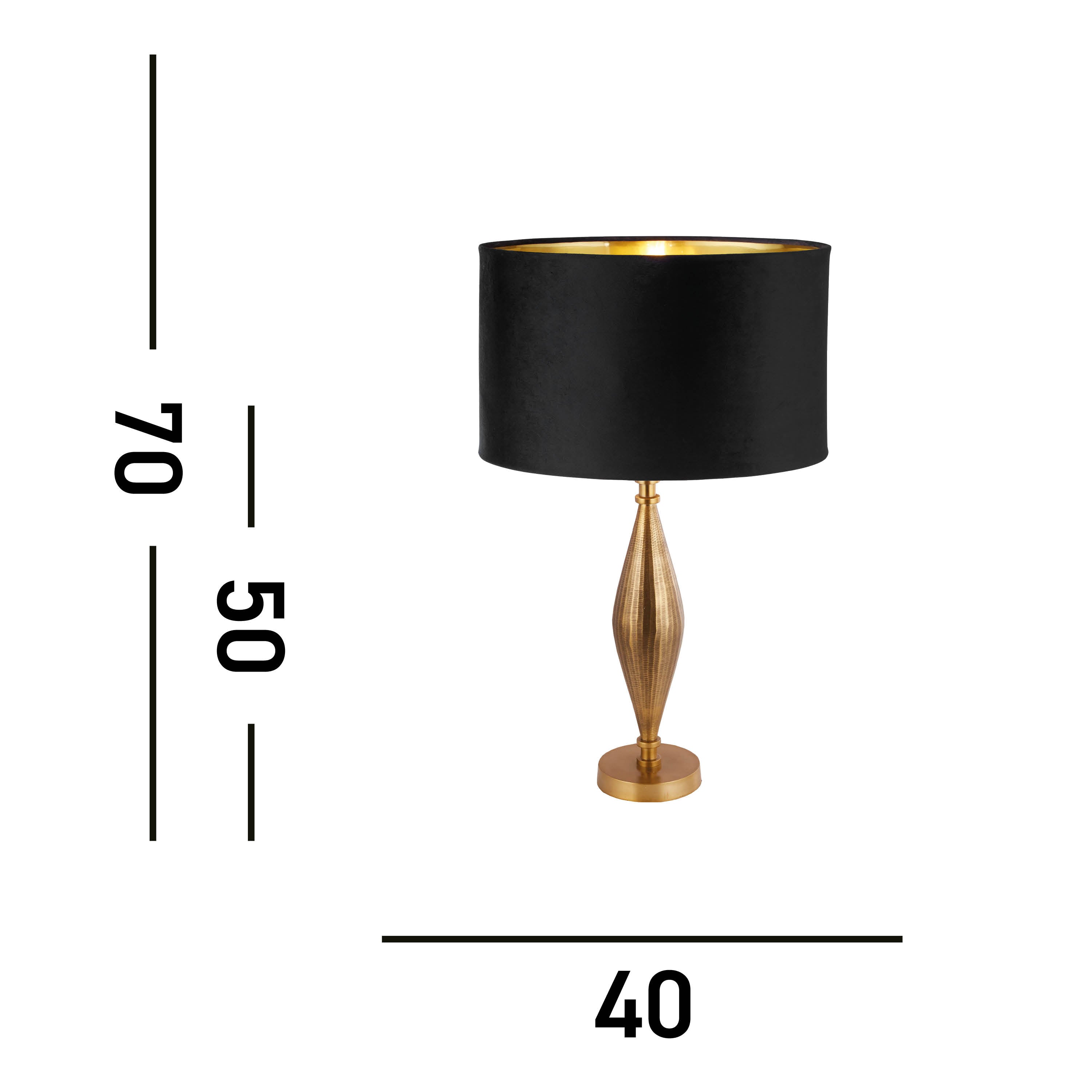 Searchlight Regent Table Lamp - Antique Brass & Black Velvet Shade