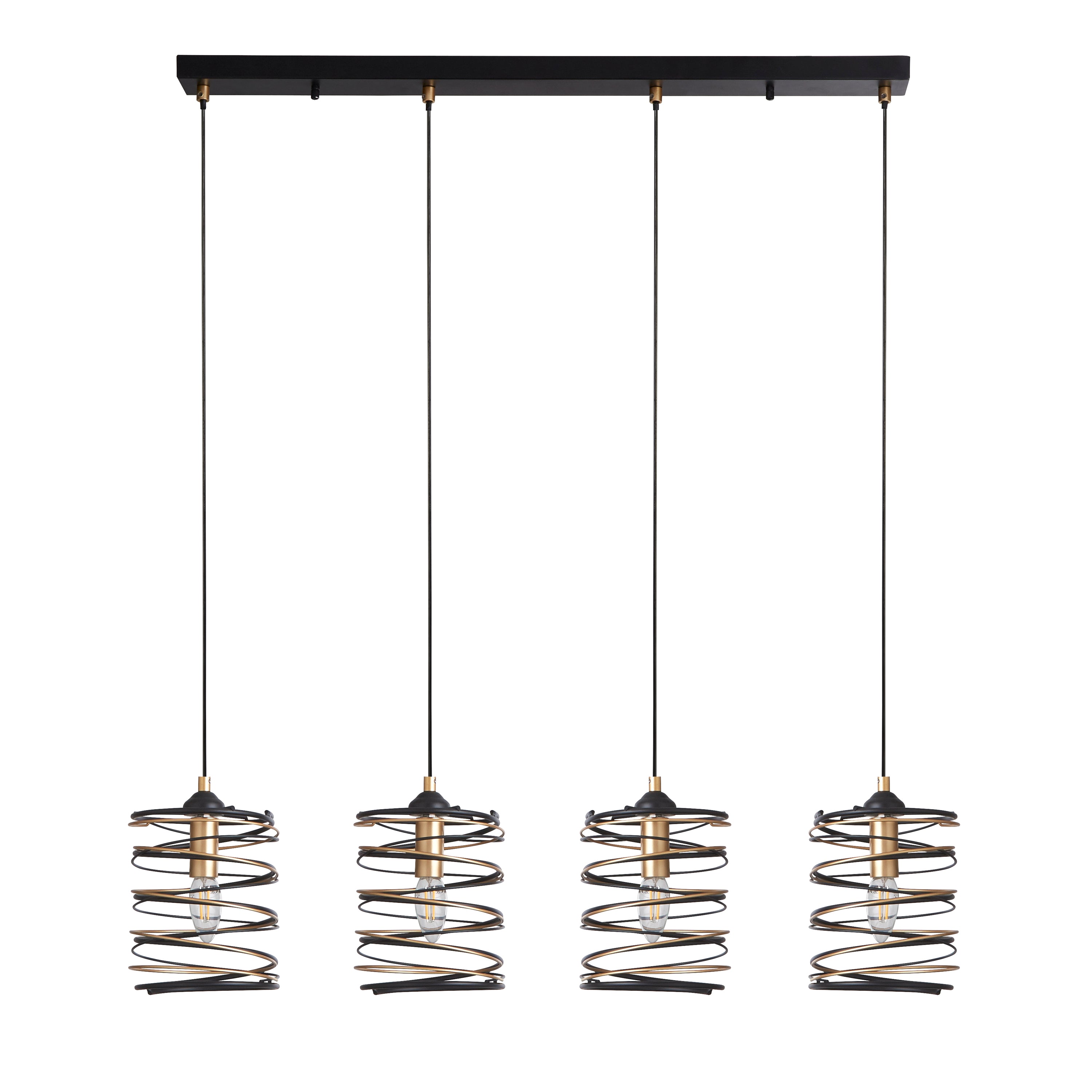 Searchlight Snowdrop 4 Light Bar Ceiling Pendant - Black & Gold