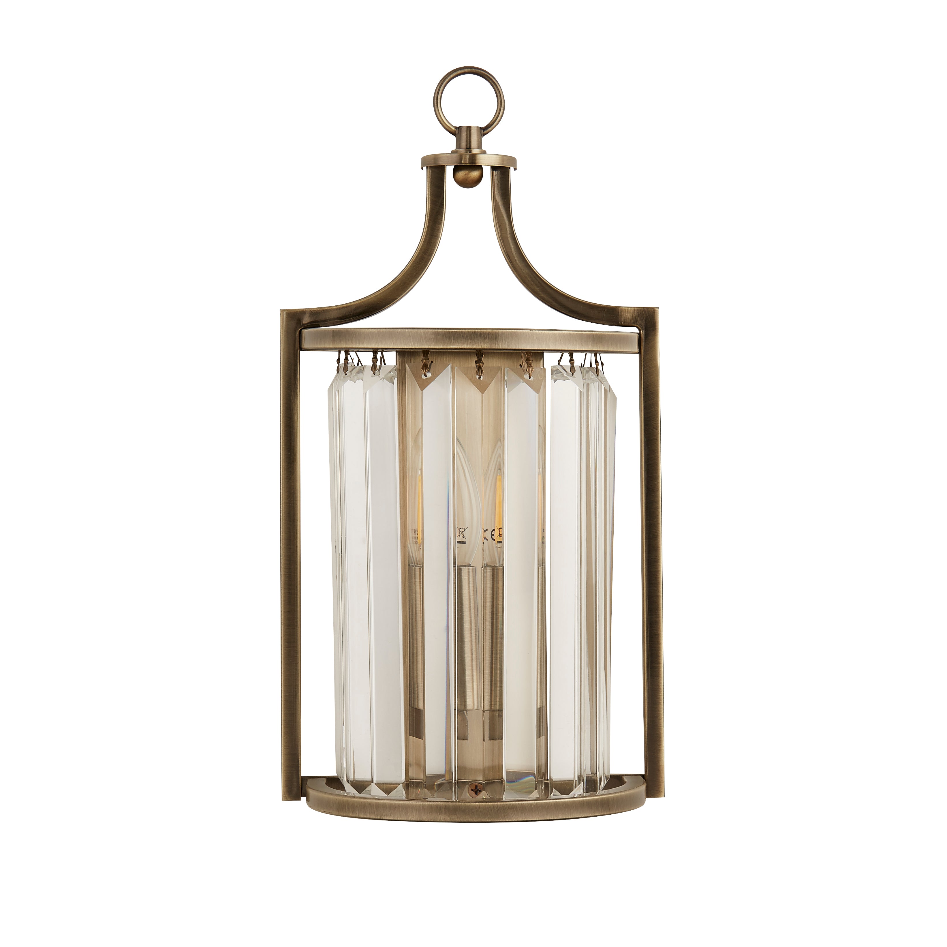 Searchlight Villier Wall Light - Antique Brass & Clear Crystal