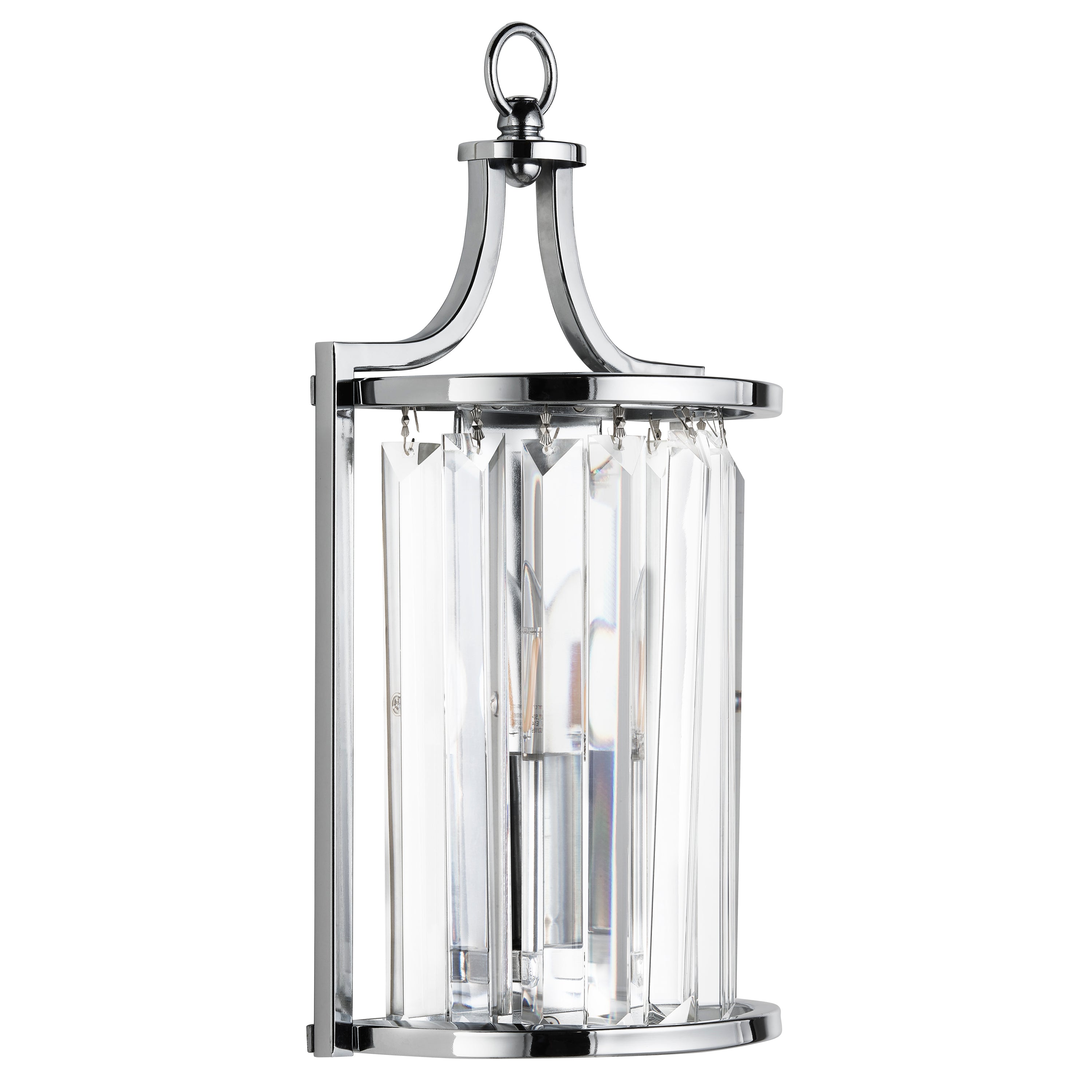 Searchlight Villier Wall Light - Chrome & Crystal Glass