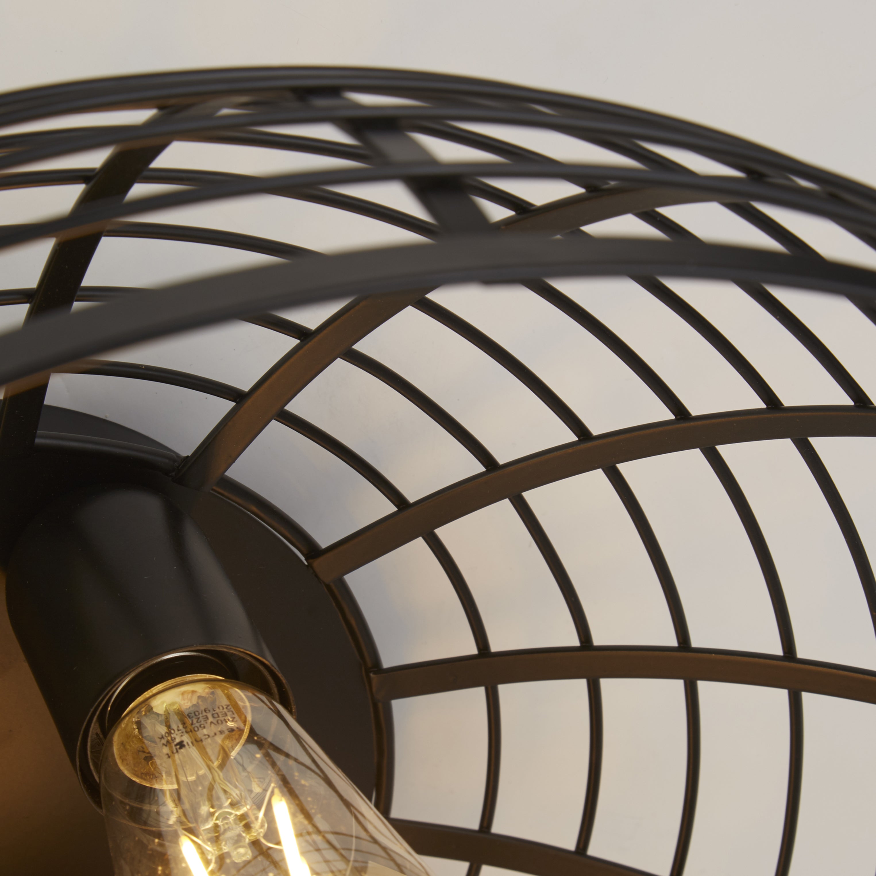 Searchlight Vermouth Cage 3 Light Flush - Matt Black