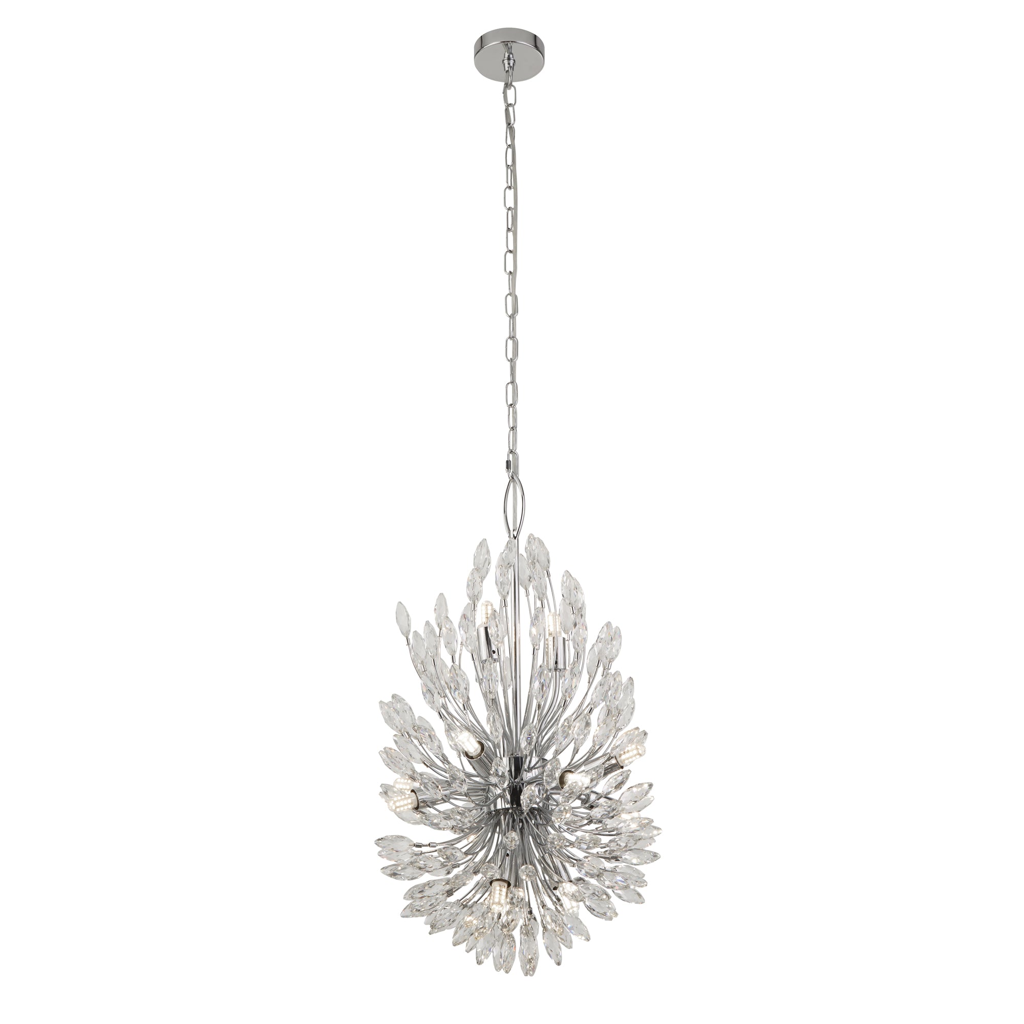 Searchlight Paradise 14 Light Pendant - Chrome & Crystal