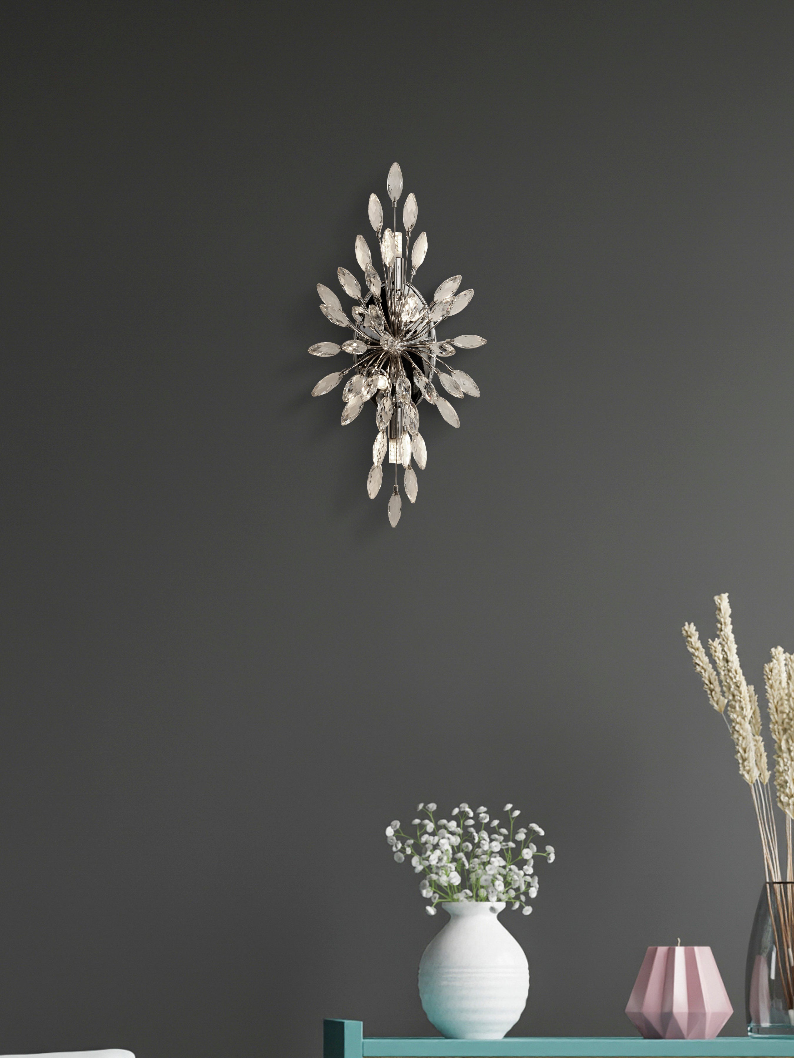 Searchlight Paradise 4 Light Wall Light - Chrome & Crystal