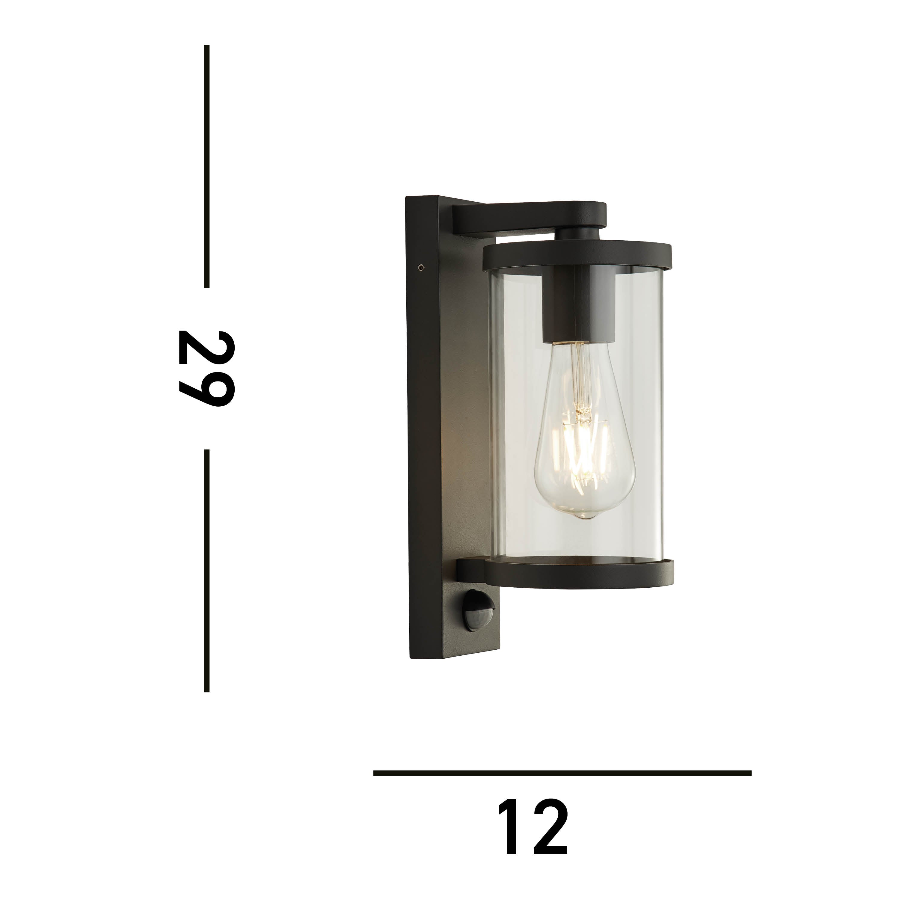 Searchlight Bagnall Outdoor PIR Wall Light - Black