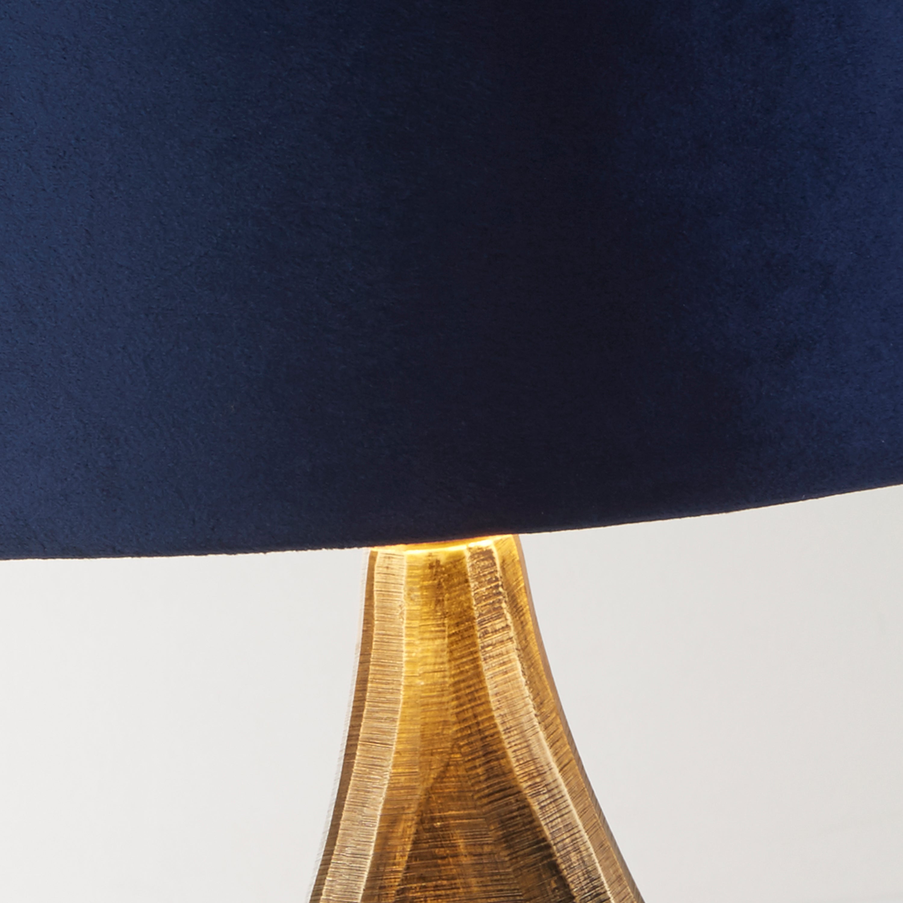 Searchlight Brock Table Lamp - Antique Brass & Navy Velvet Shade