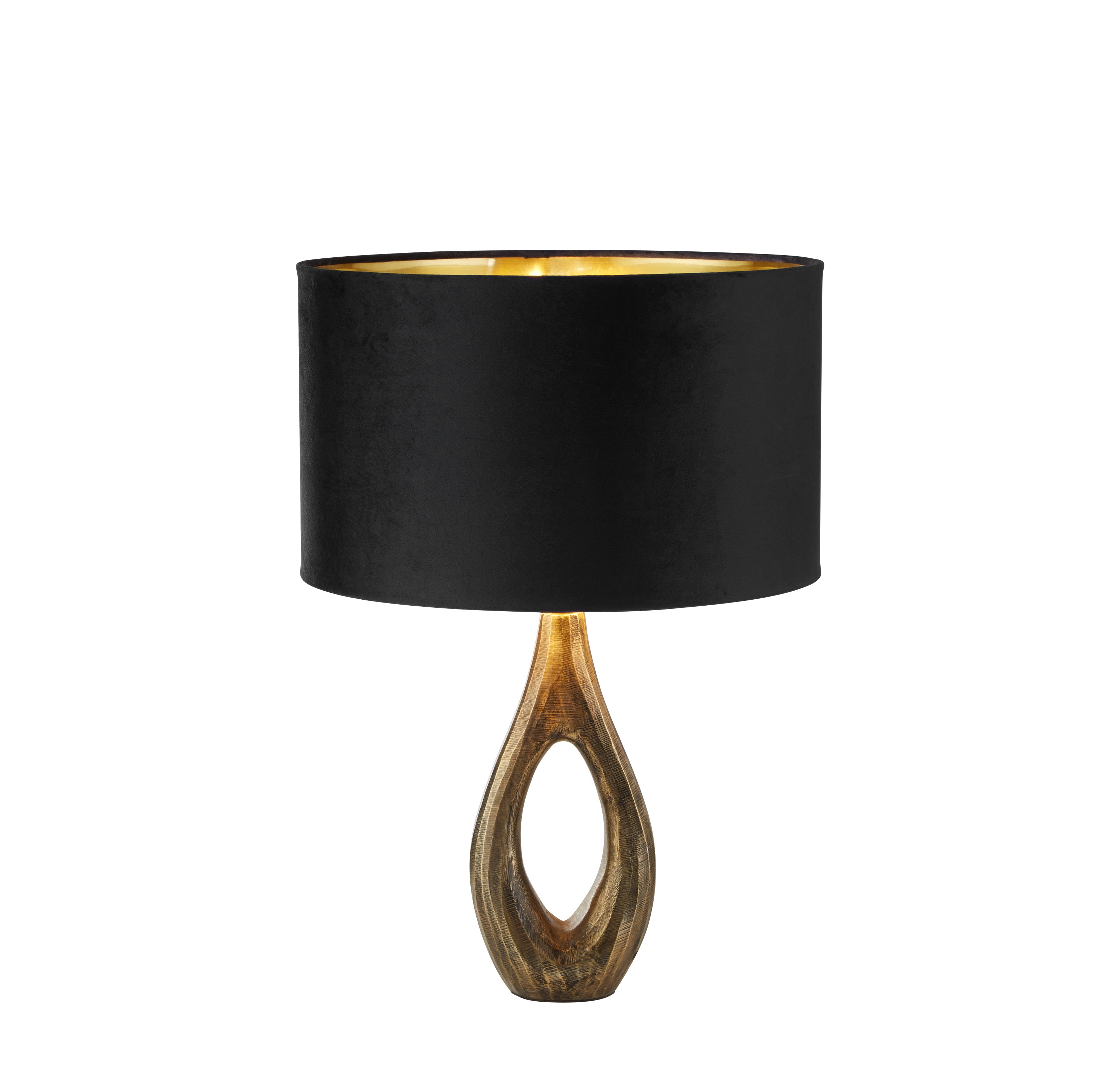 Searchlight Brock Table Lamp - Antique Brass & Black Velvet Shade
