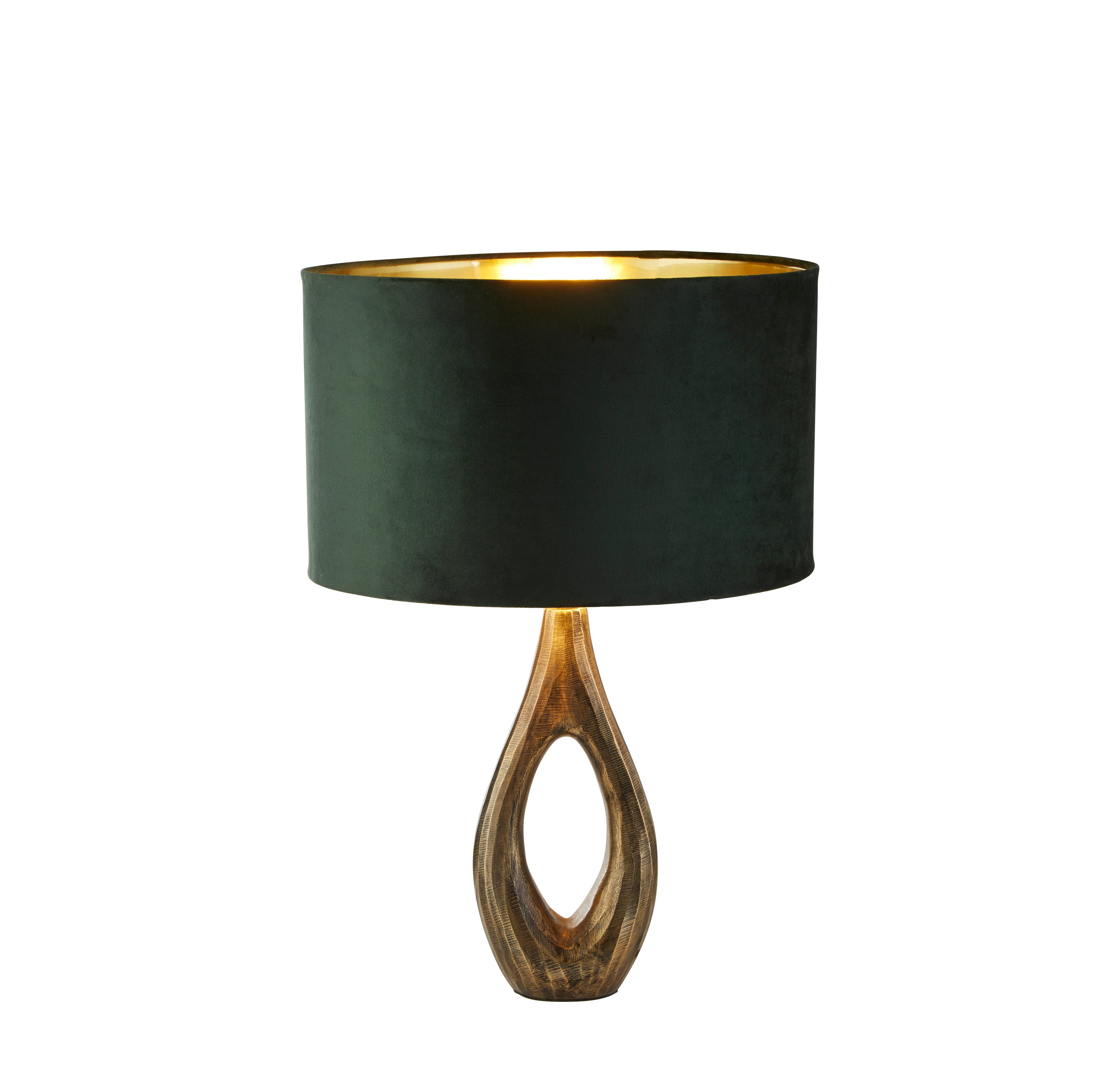 Searchlight Brock Table Lamp - Antique Brass & Green Velvet Shade