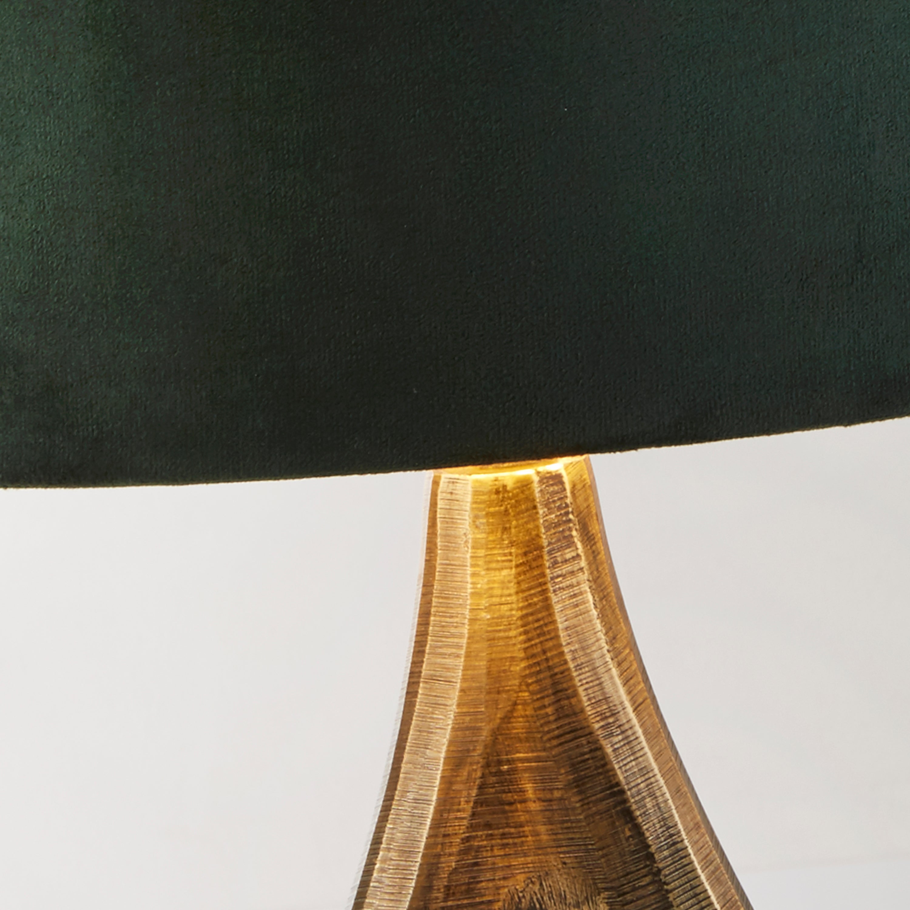 Searchlight Brock Table Lamp - Antique Brass & Green Velvet Shade