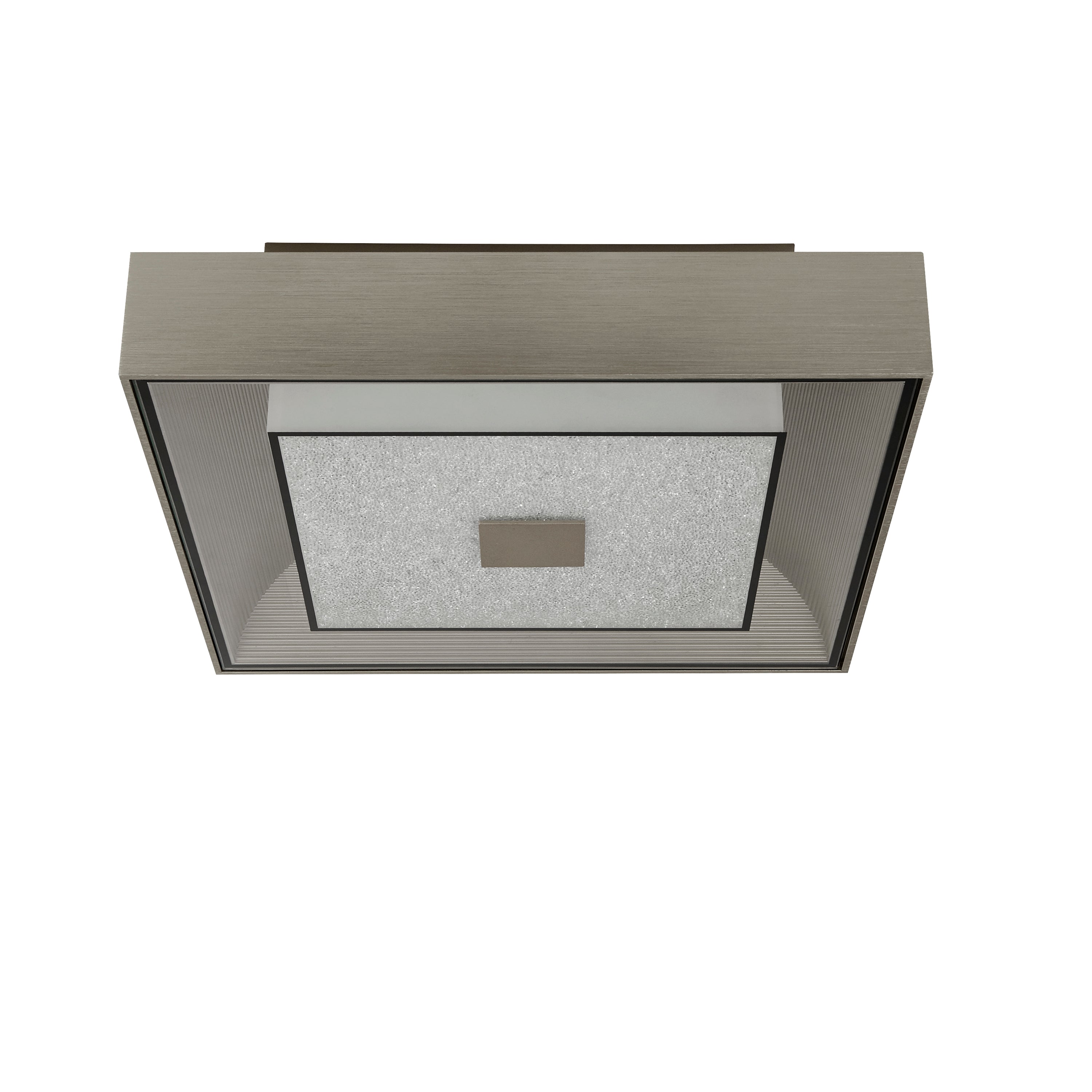 Searchlight Raffles LED Flush Ceiling Light - Silver & Crystal Sand