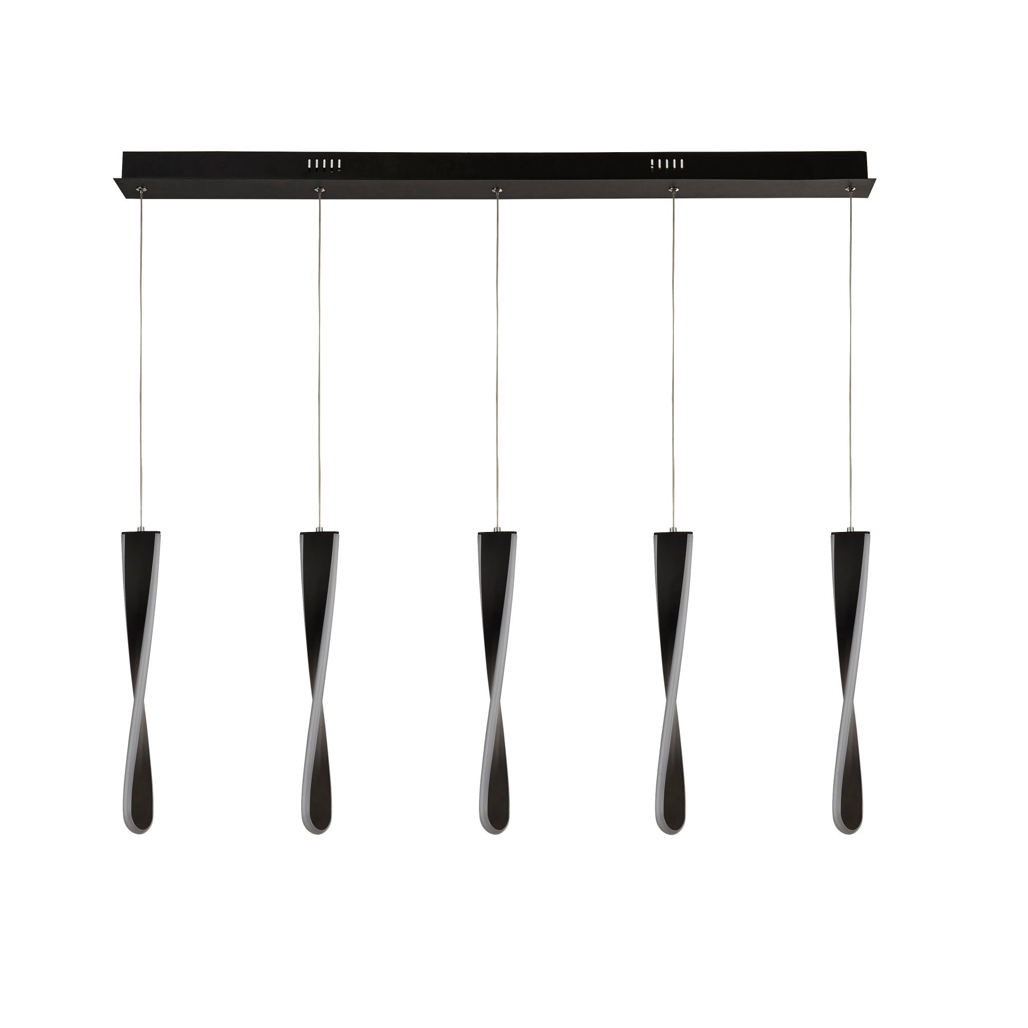 Searchlight Paddington 5 Light LED Bar Ceiling Pendant - Matt Black & Opal