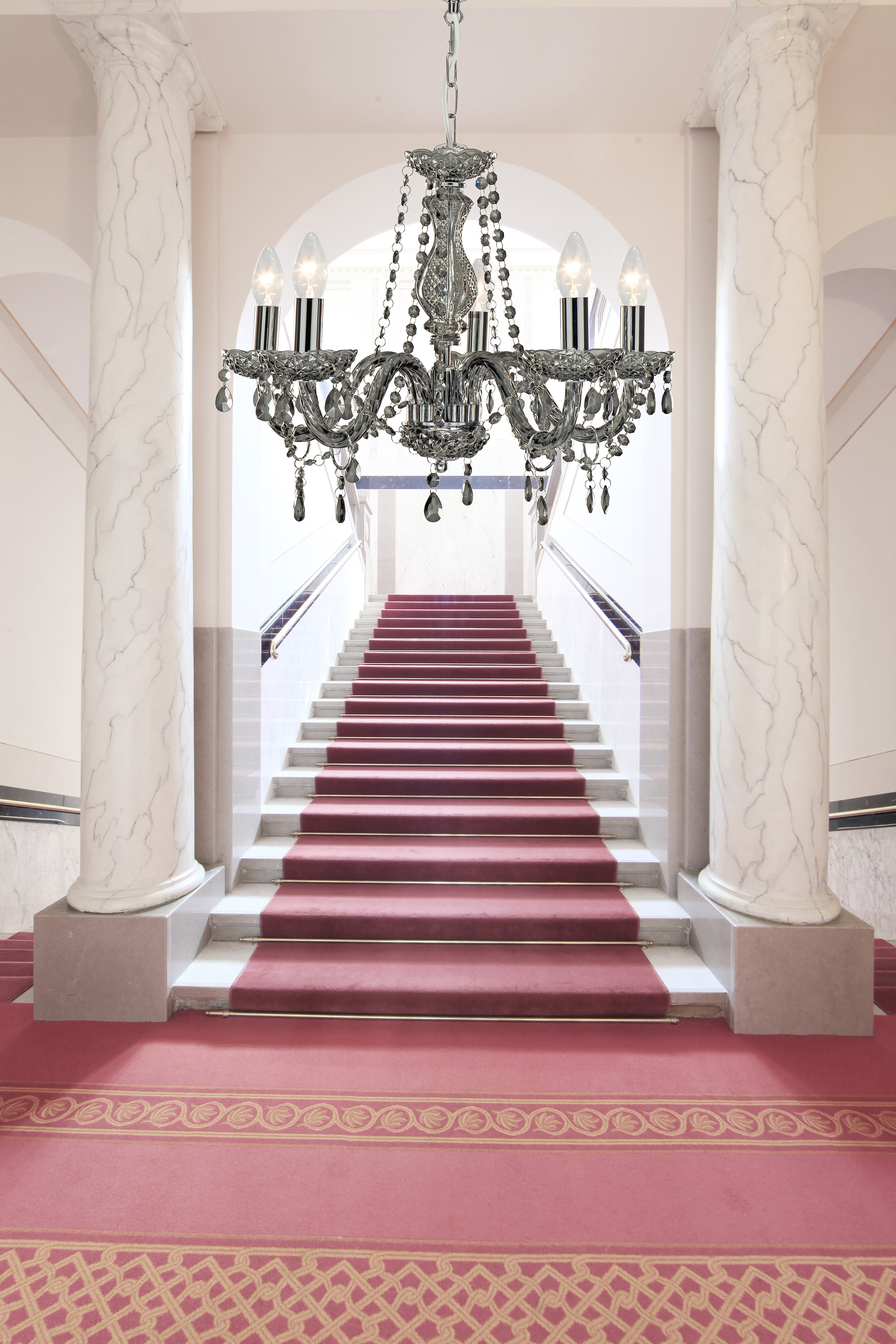 Searchlight Maple 5 Light Pendant - Smoked Grey Glass