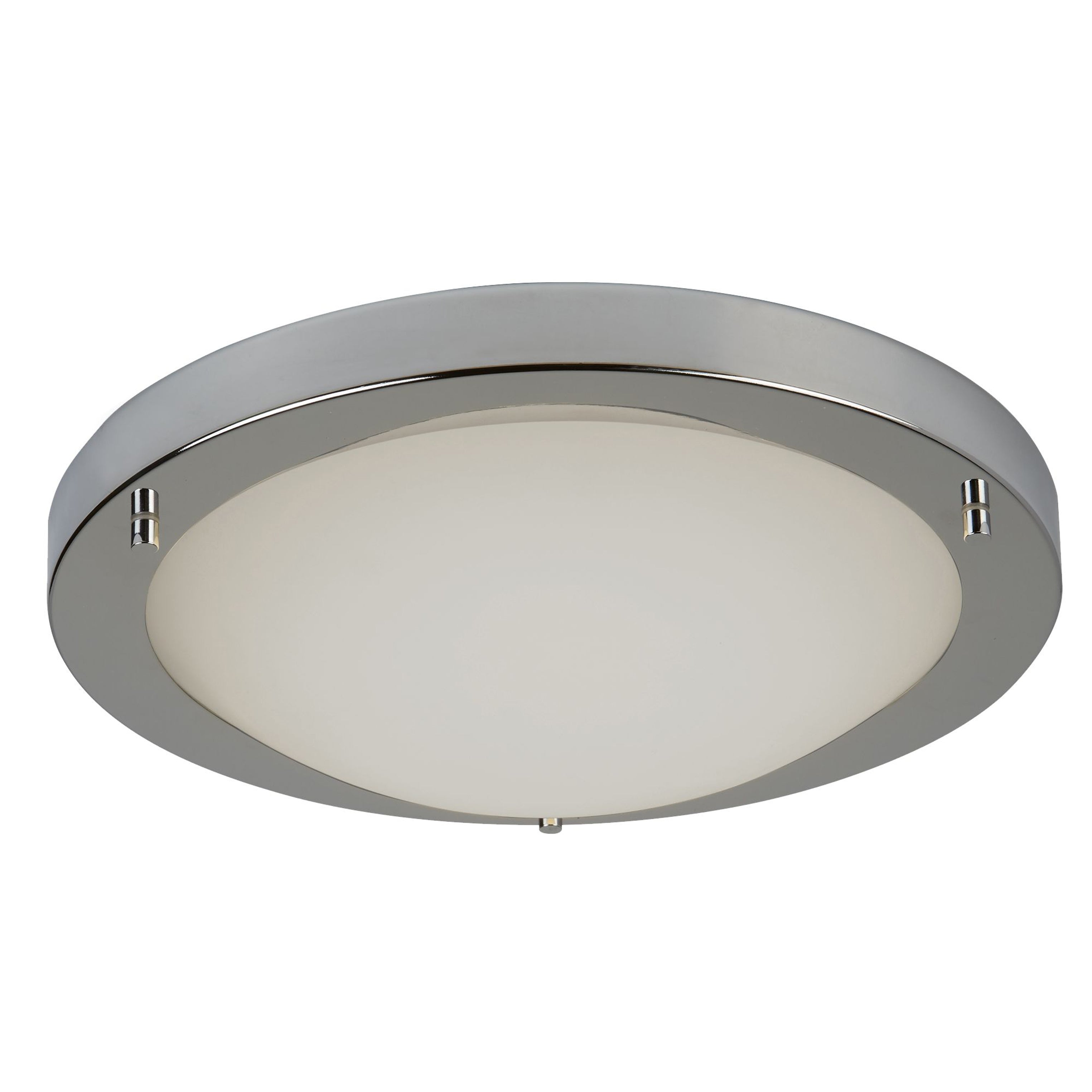 Searchlight Garmoyle LED Bathroom Flush - Satin Silver & Opal Glass - IP44