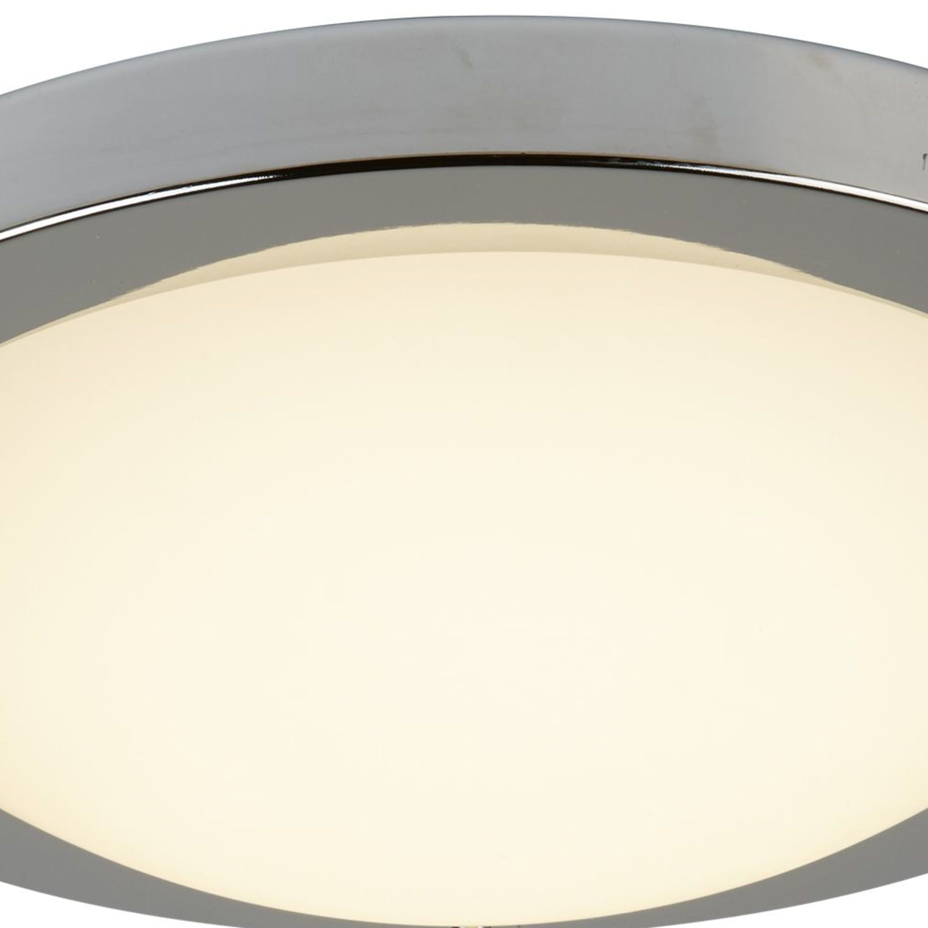 Searchlight Garmoyle LED Bathroom Flush - Satin Silver & Opal Glass - IP44