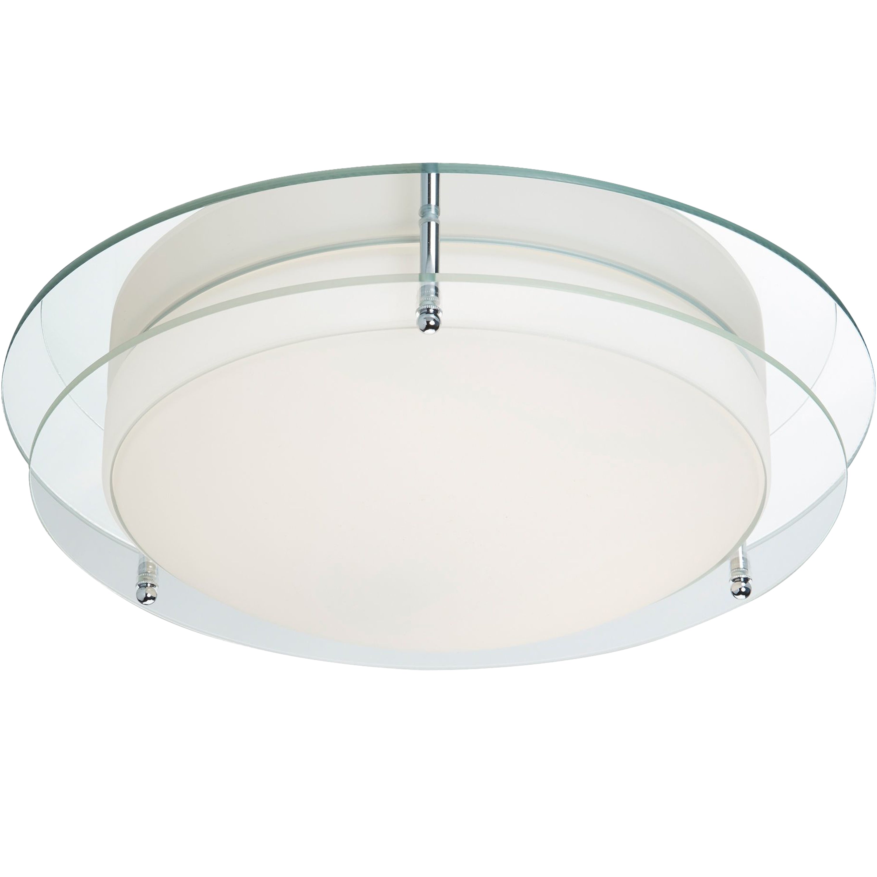 Searchlight Langham LED Bathroom Flush - Chrome, Mirror & Opal Glass - IP44