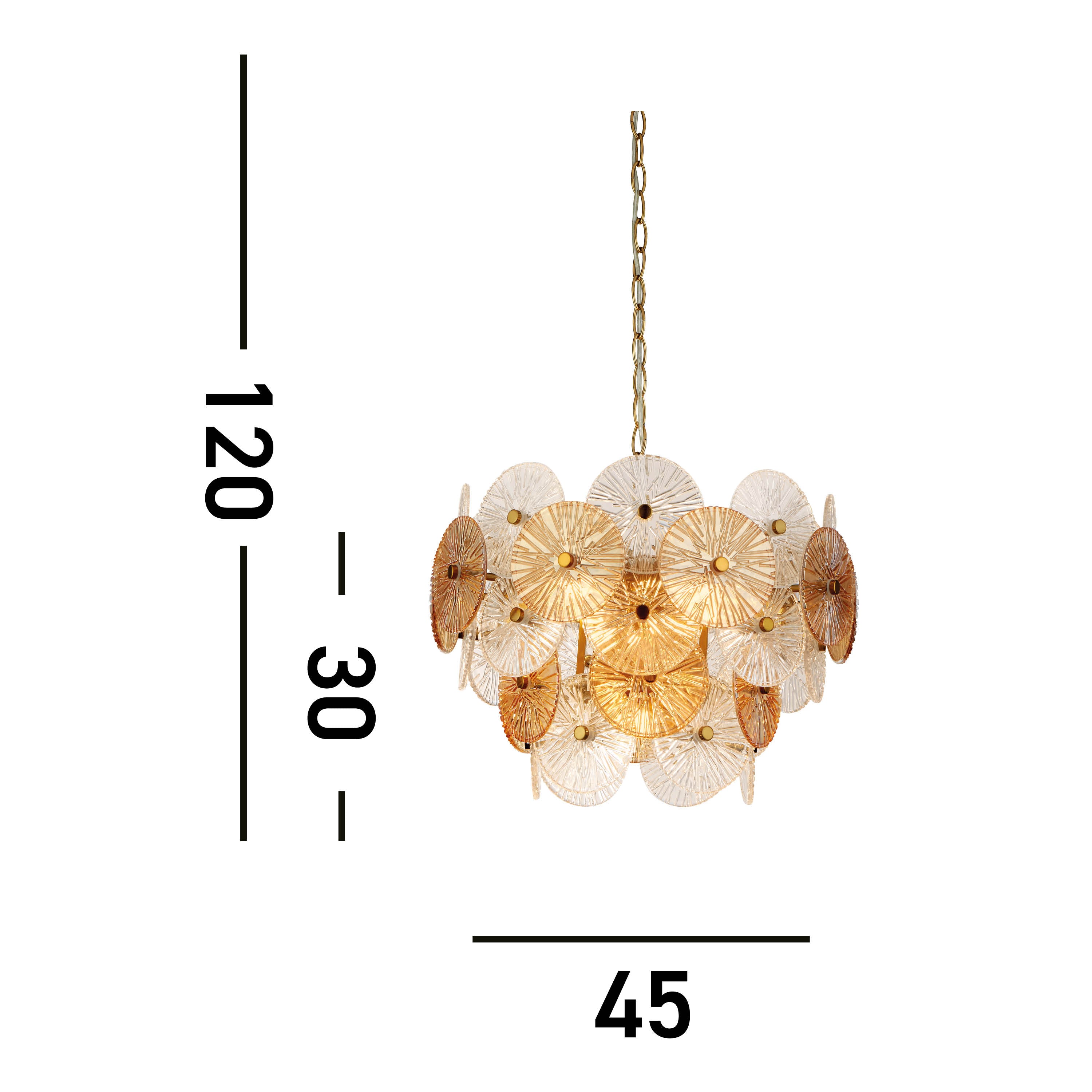 Searchlight Woodbine 5 Light Pendant - Bronze, Clear & Amber Glass