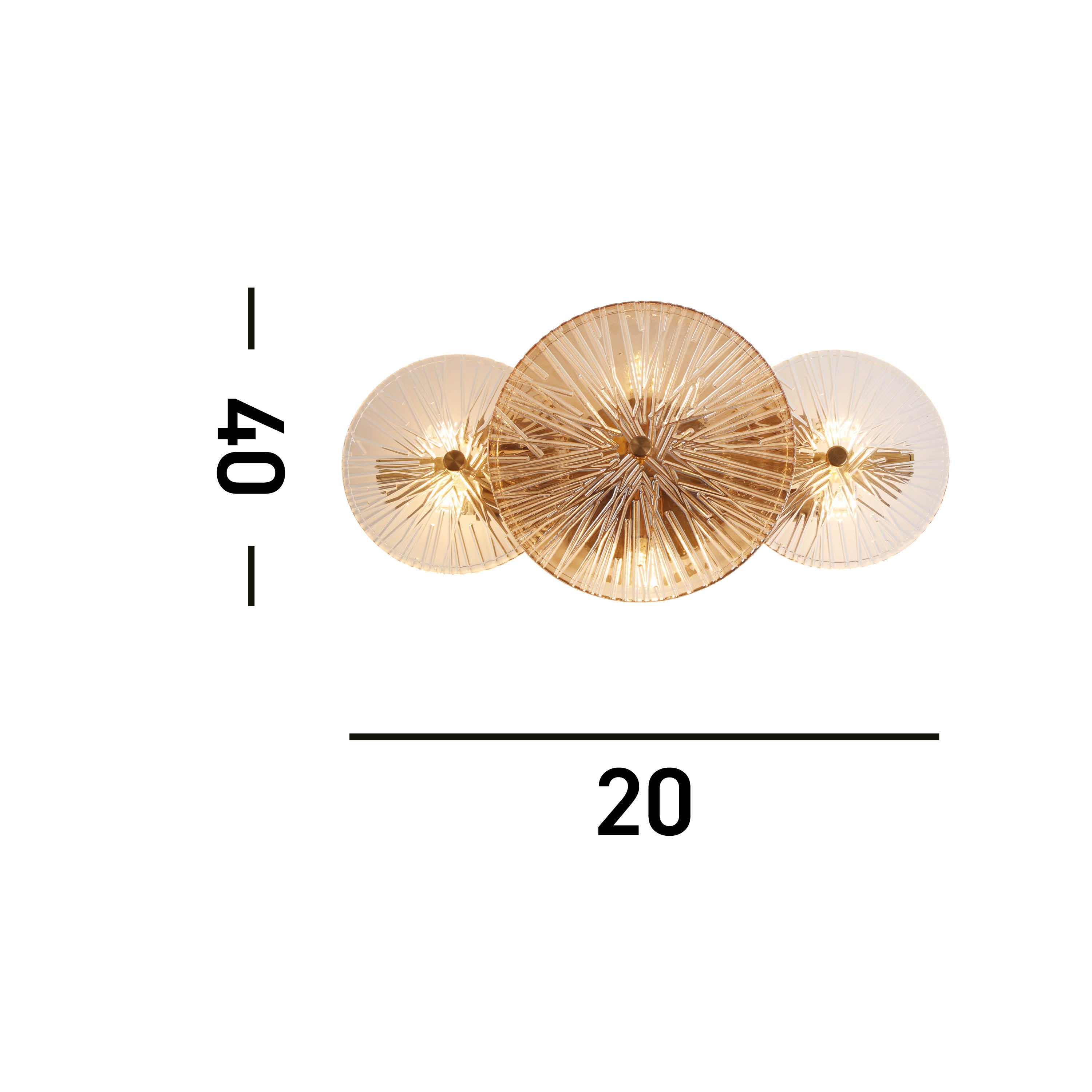 Searchlight Woodbine 6 Light Wall/Flush - Bronze, Clear & Amber Glass