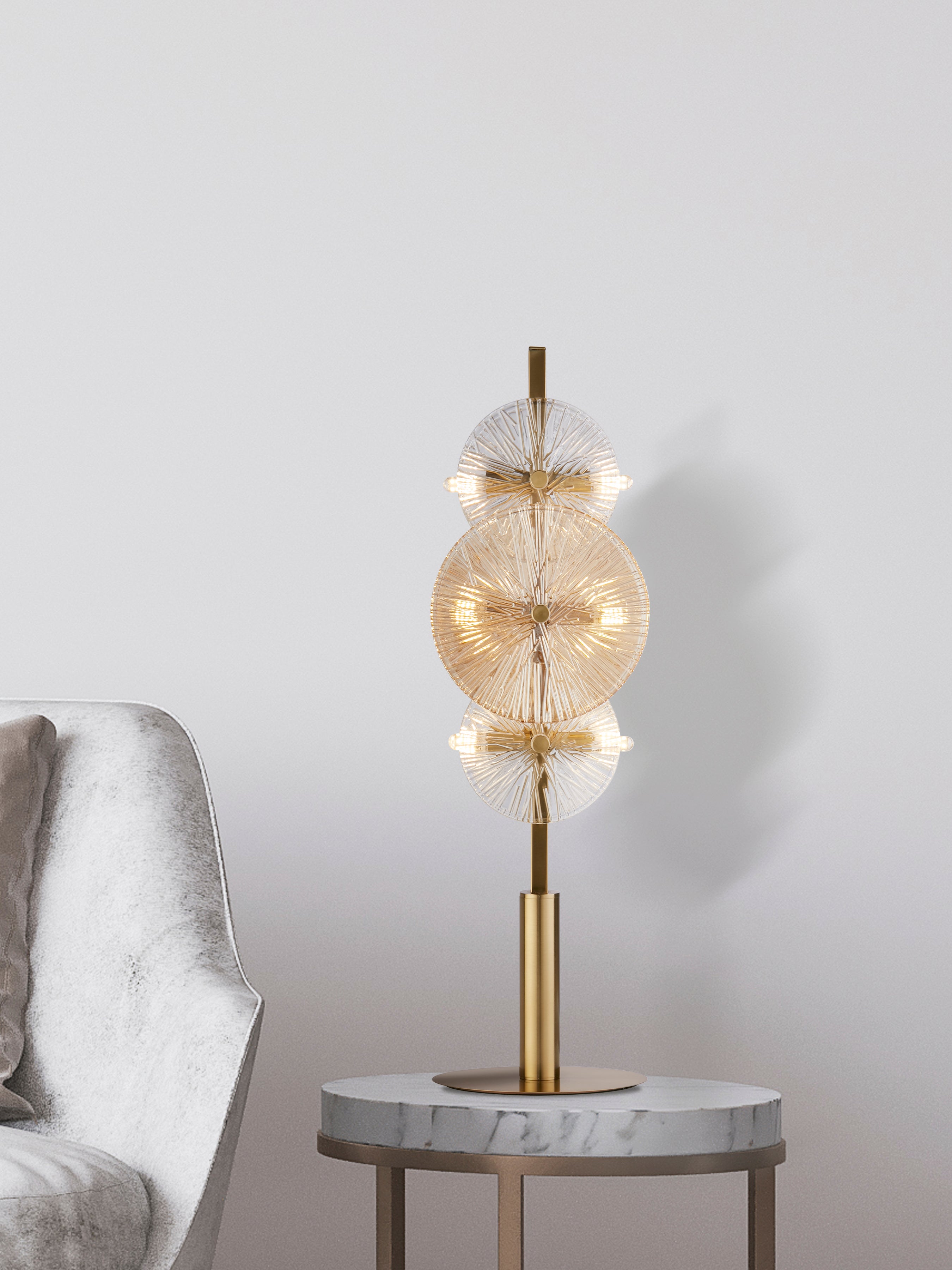 Searchlight Woodbine 6 Light Table Lamp - Bronze, Clear & Amber Glass