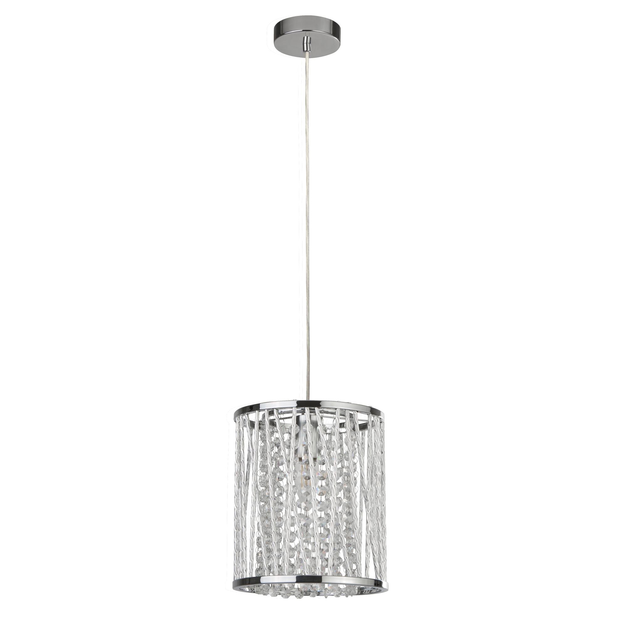 Searchlight Edgeware Ceiling Pendant - Chrome & Clear Crystal