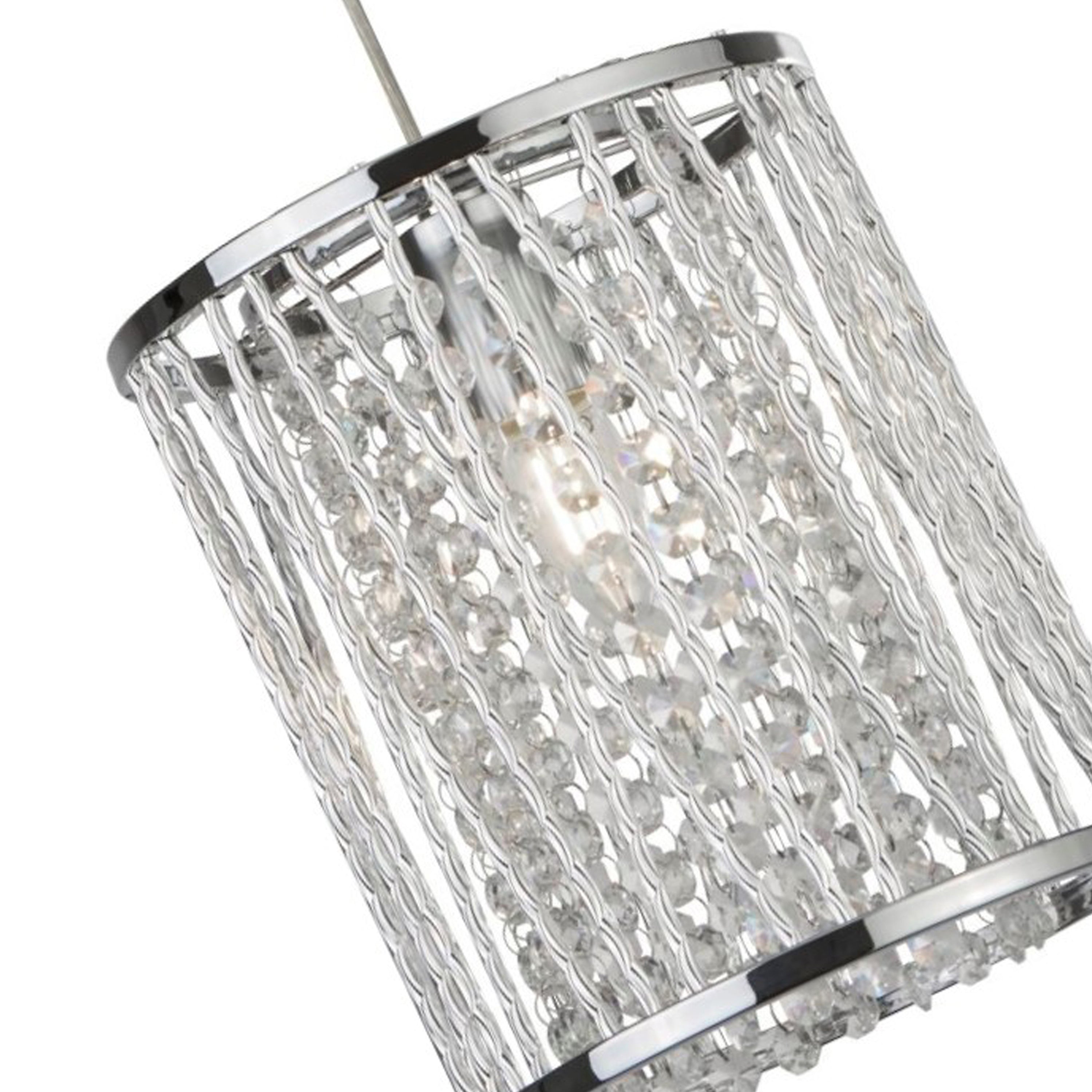 Searchlight Edgeware Ceiling Pendant - Chrome & Clear Crystal
