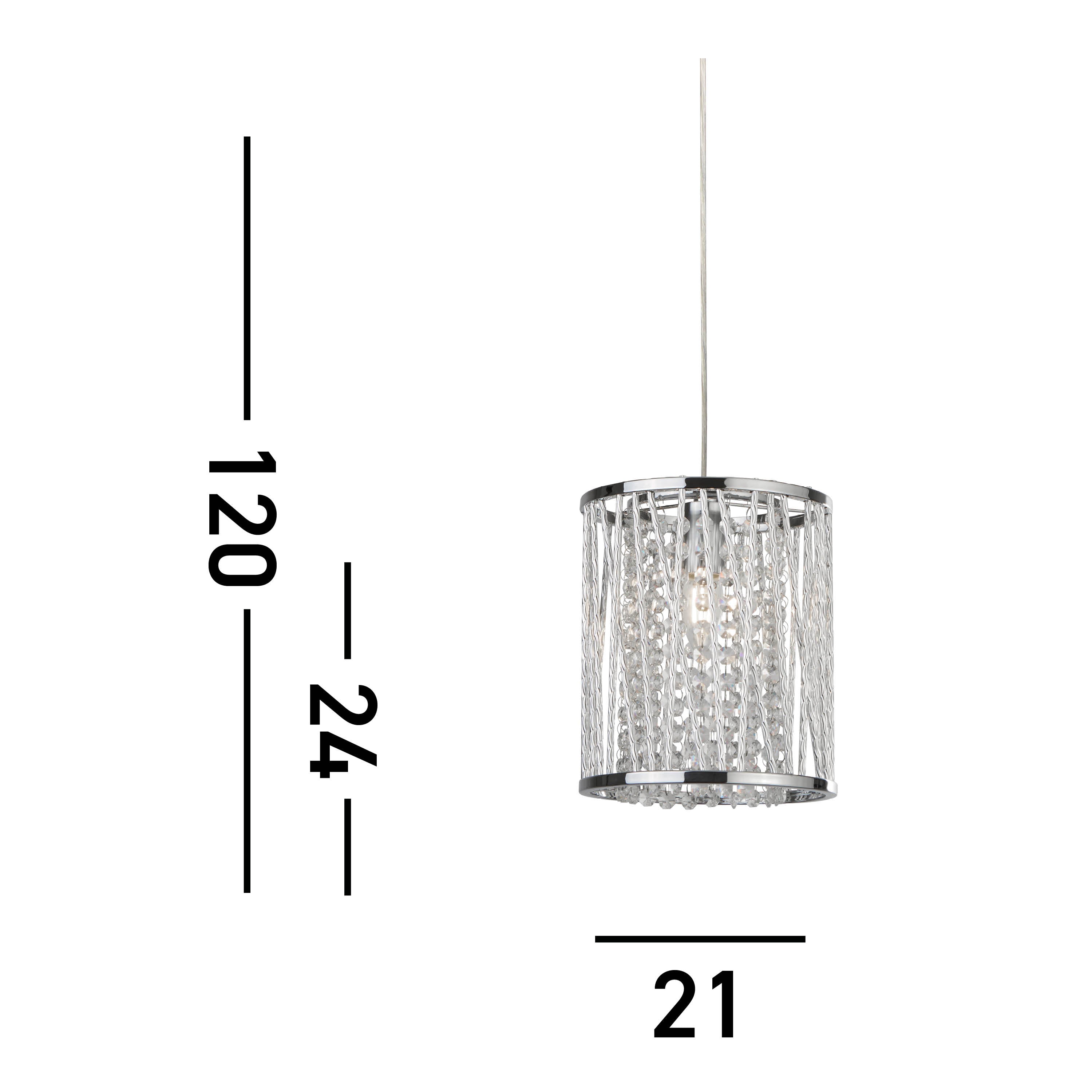 Searchlight Edgeware Ceiling Pendant - Chrome & Clear Crystal