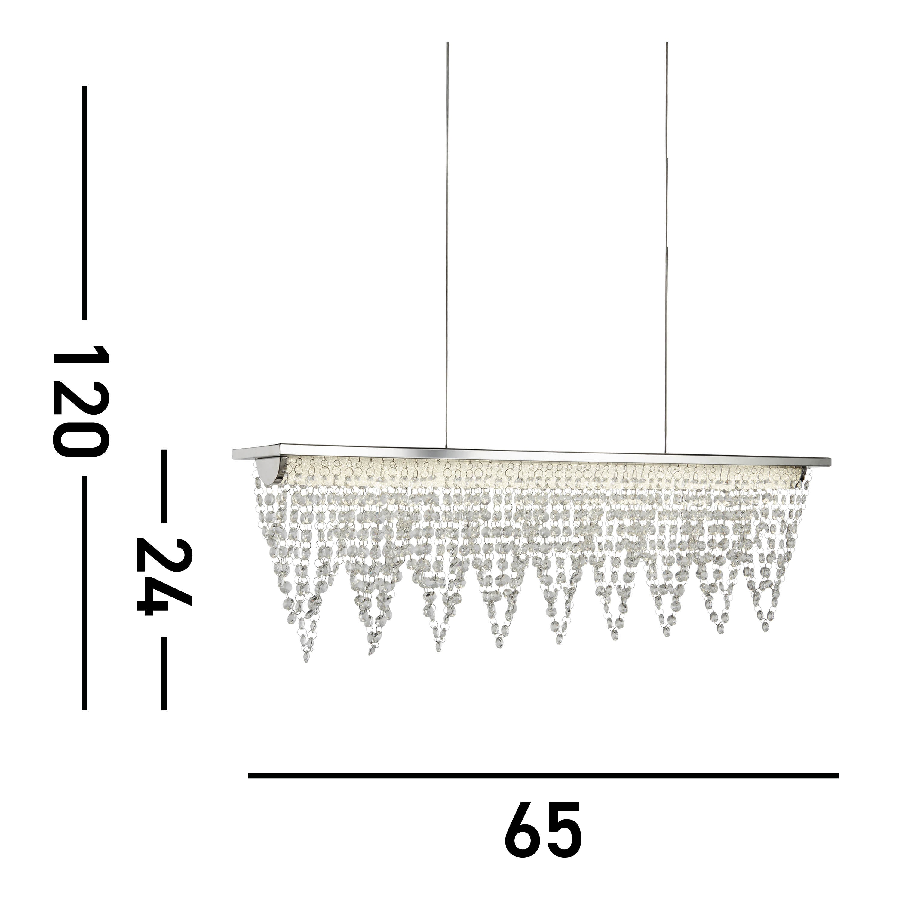 Searchlight Daulby LED Bar Pendant - Chrome & Clear Crystal