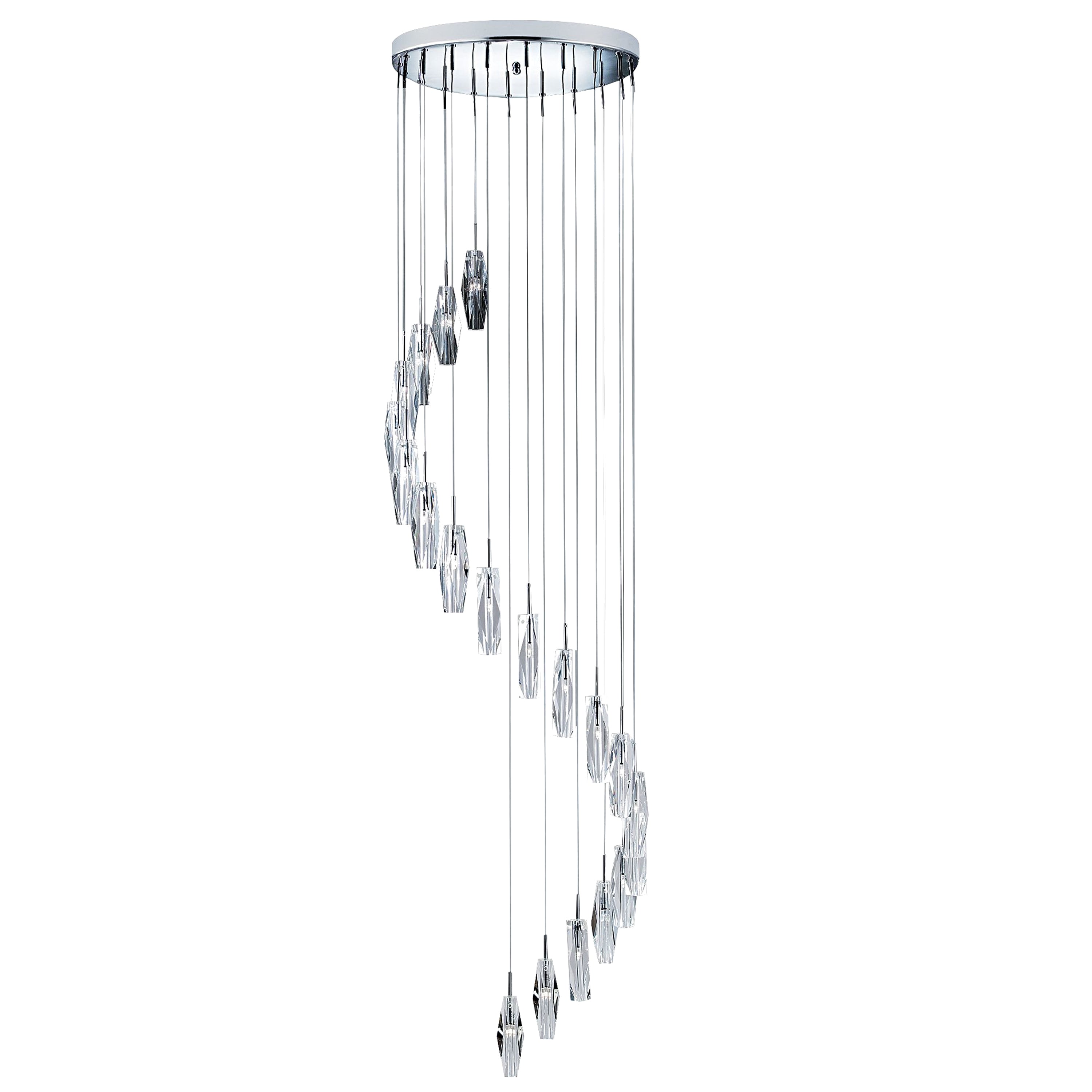 Searchlight Selborne 20 Light Multi-Drop Pendant - Chrome, Clear Crystal