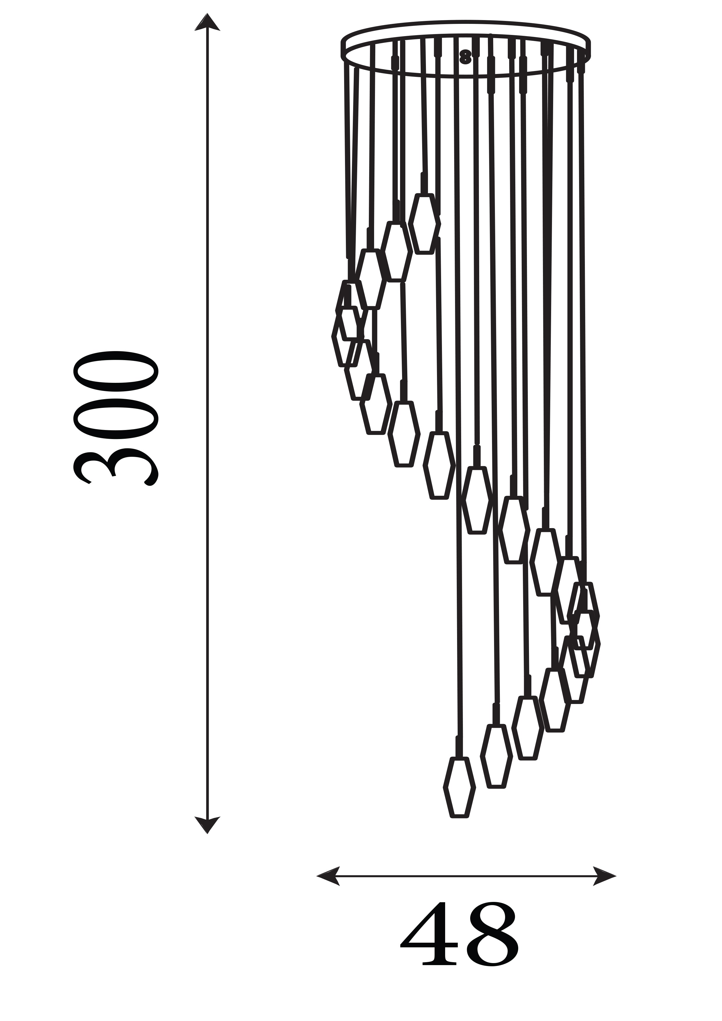 Searchlight Selborne 20 Light Multi-Drop Pendant - Chrome, Clear Crystal