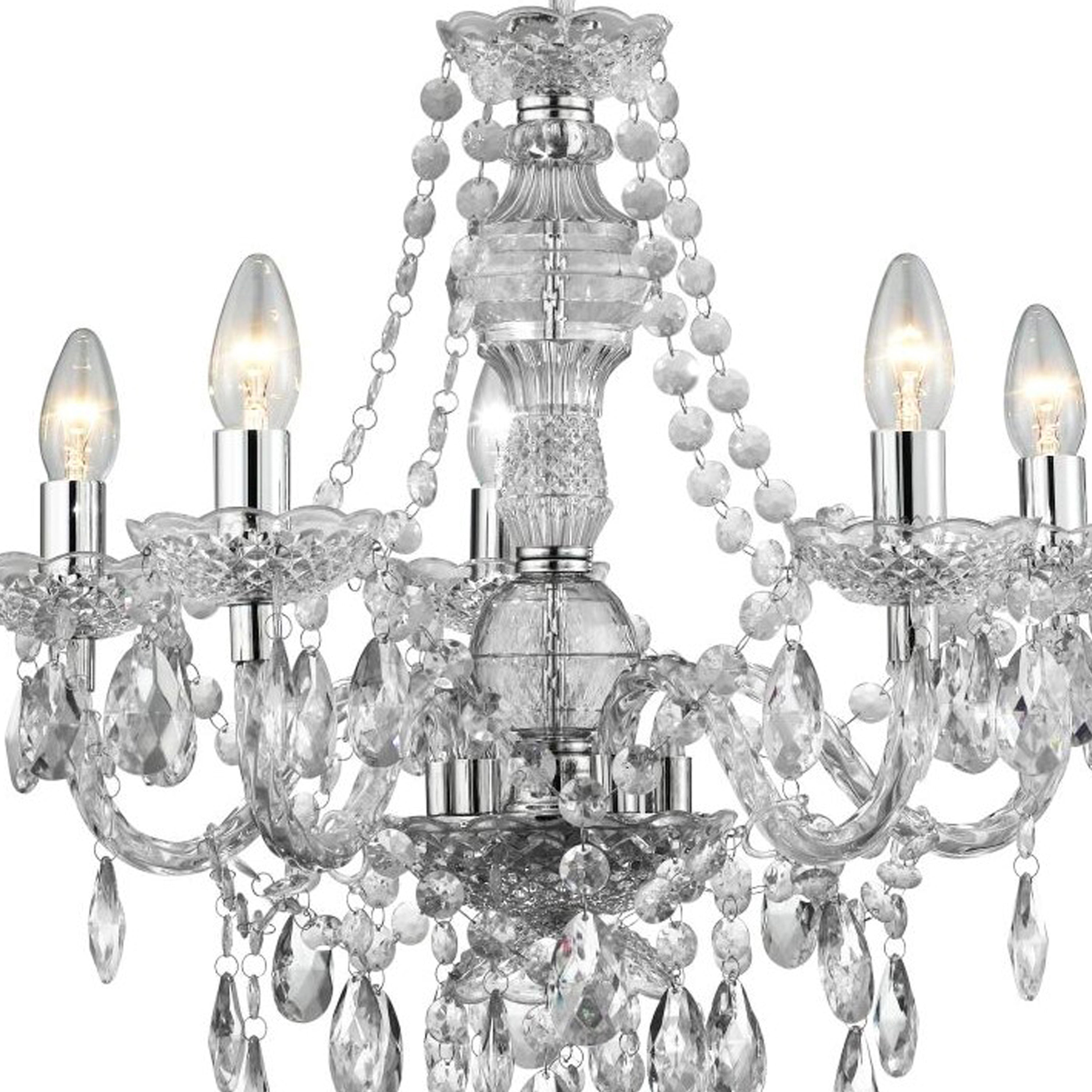 Searchlight Maple 5 Light Pendant - Clear Glass & Acrylic