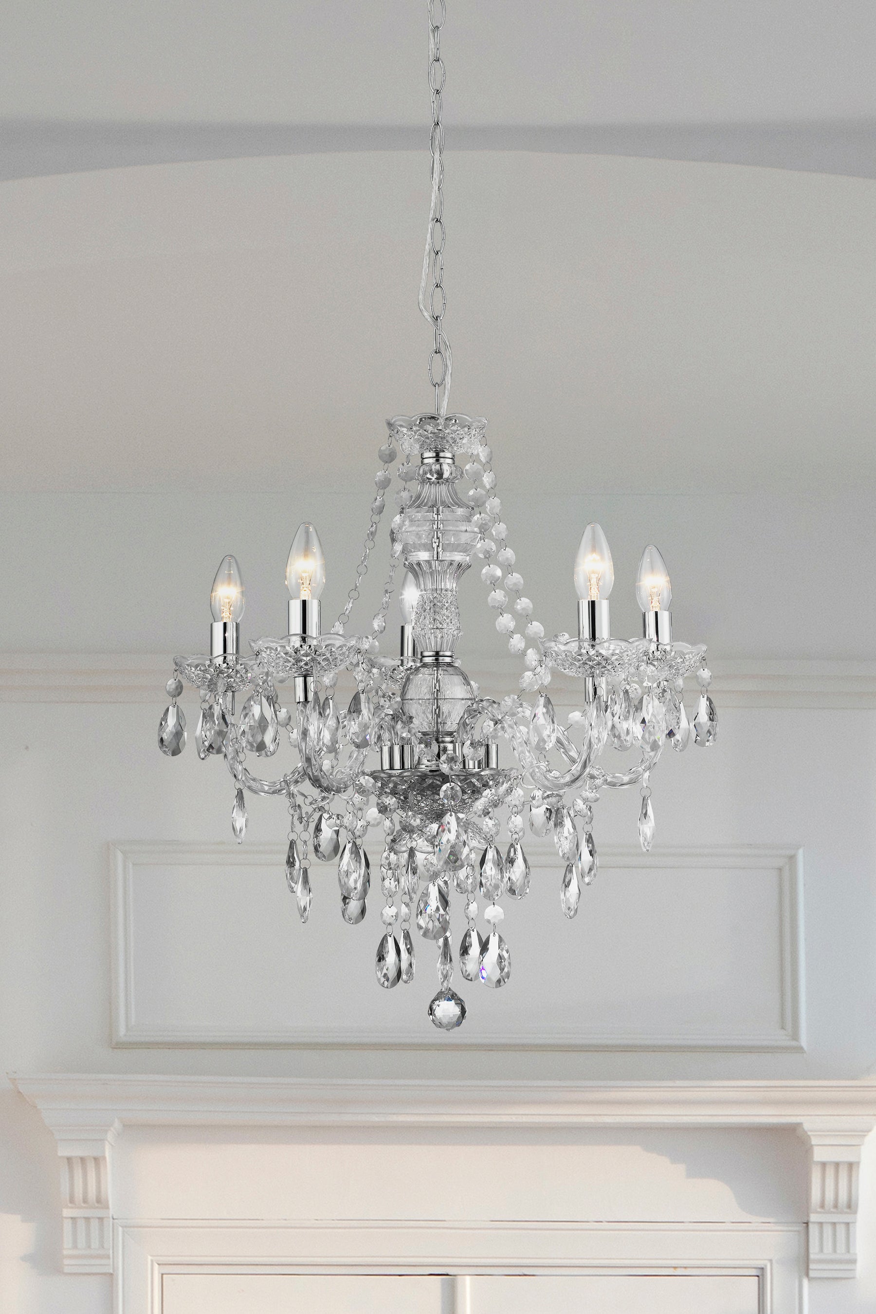 Searchlight Maple 5 Light Pendant - Clear Glass & Acrylic