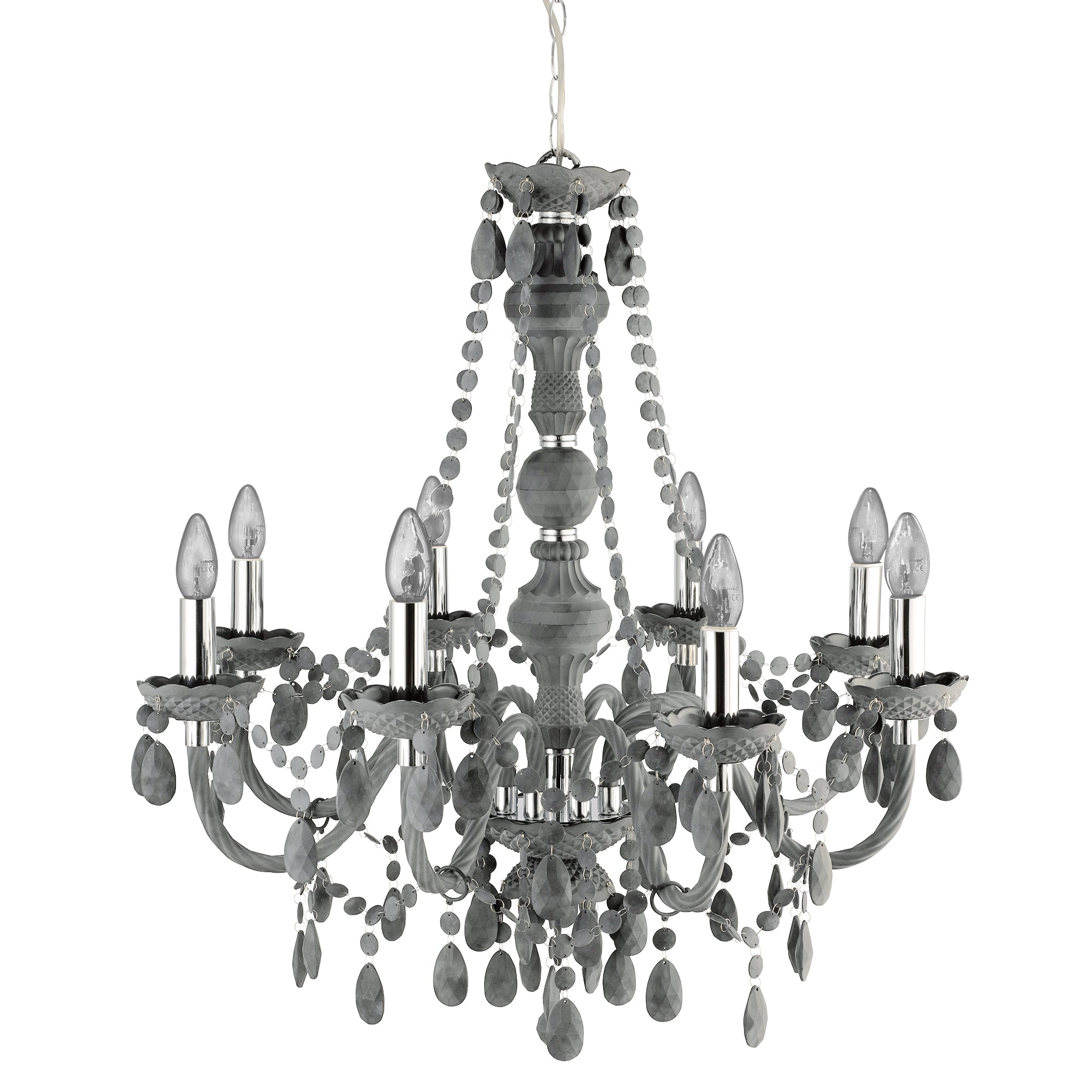 Searchlight Maple 8 Light Pendant - Grey Glass & Acrylic