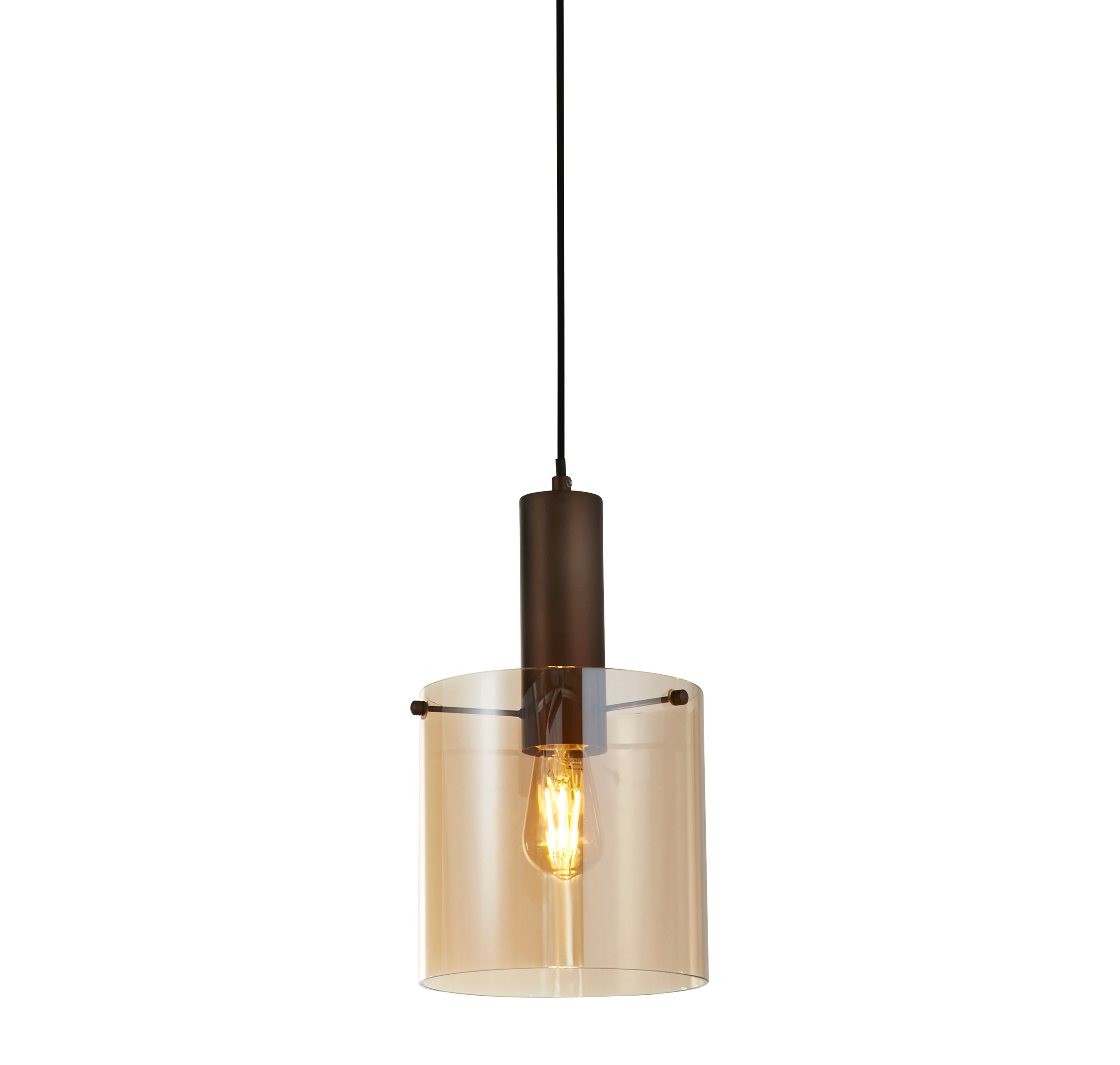 Searchlight Stirling Pendant - Mocha & Amber Glass